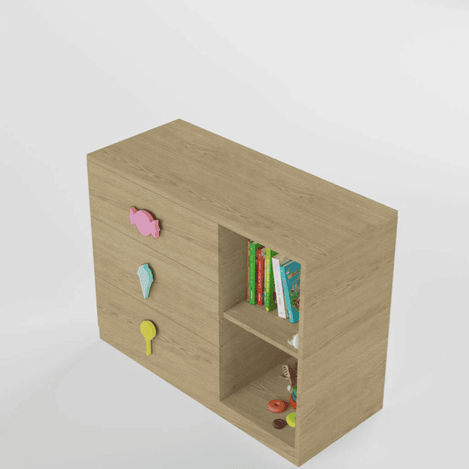 Candyland Chest Of Drawer Cabinet In Oak Colour