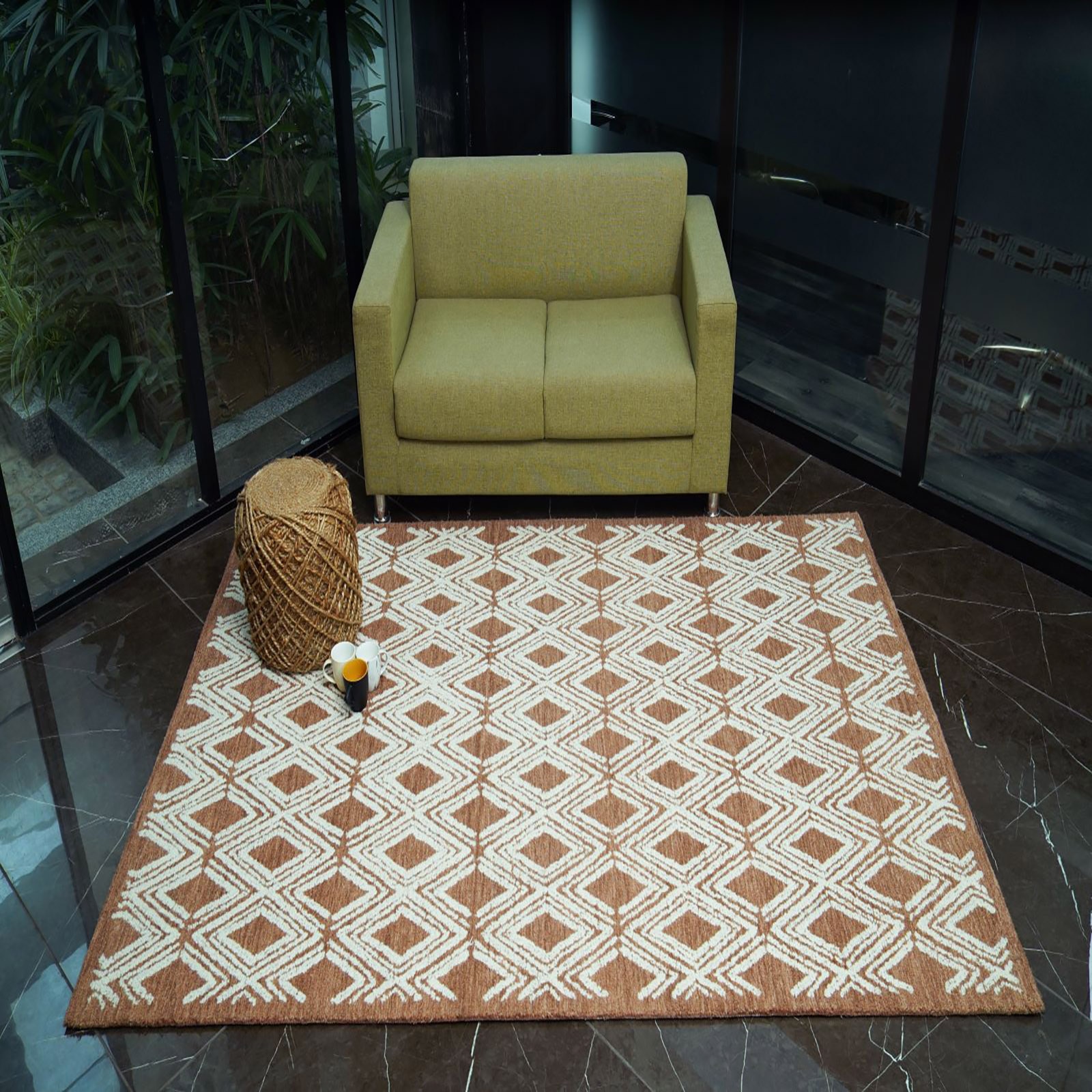 POMONA Wool Rectangle Carpets Hand Tufted in Brick Colour - The Woven Legacy
