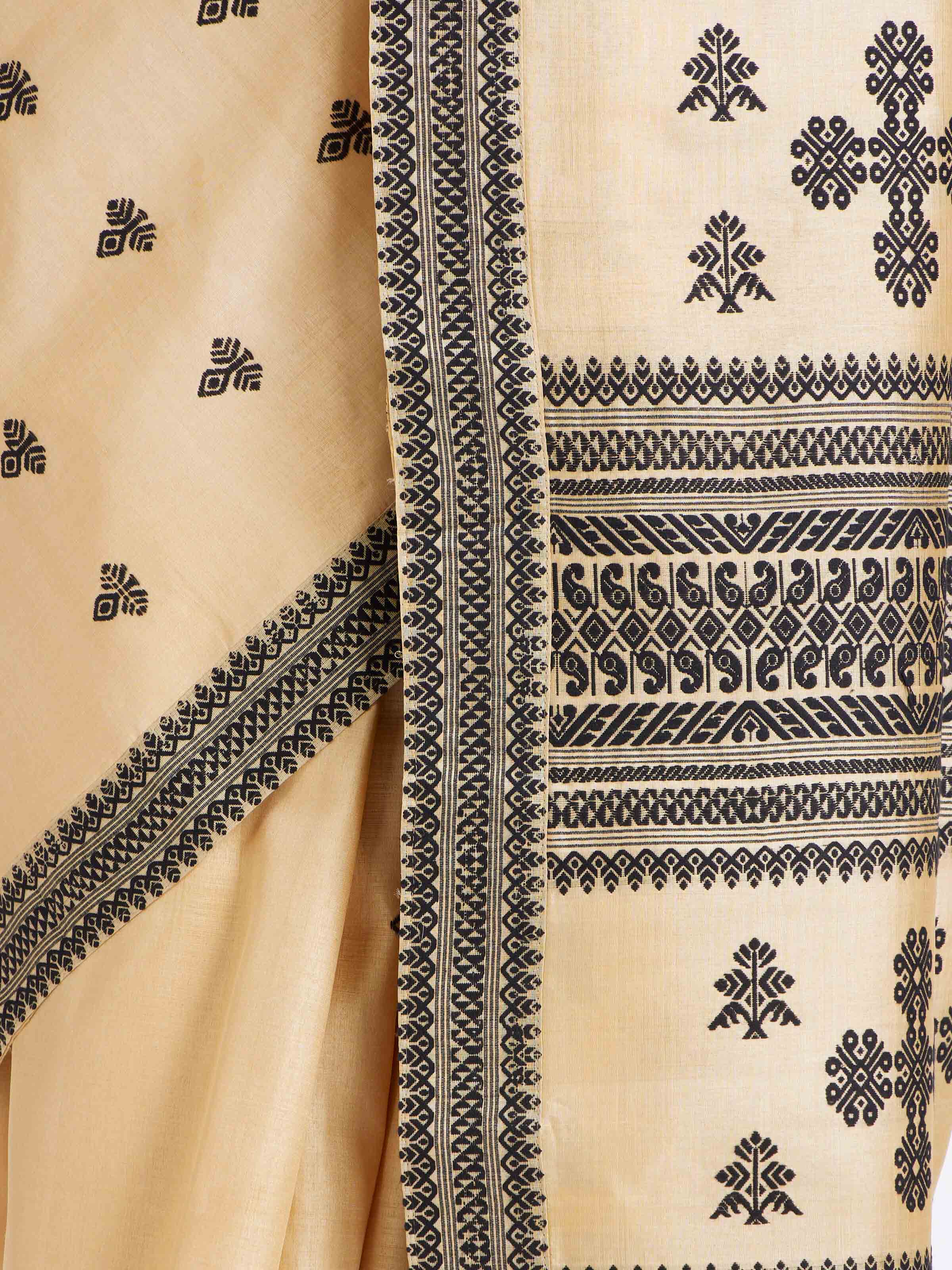 Beige Tussar Silk Saree