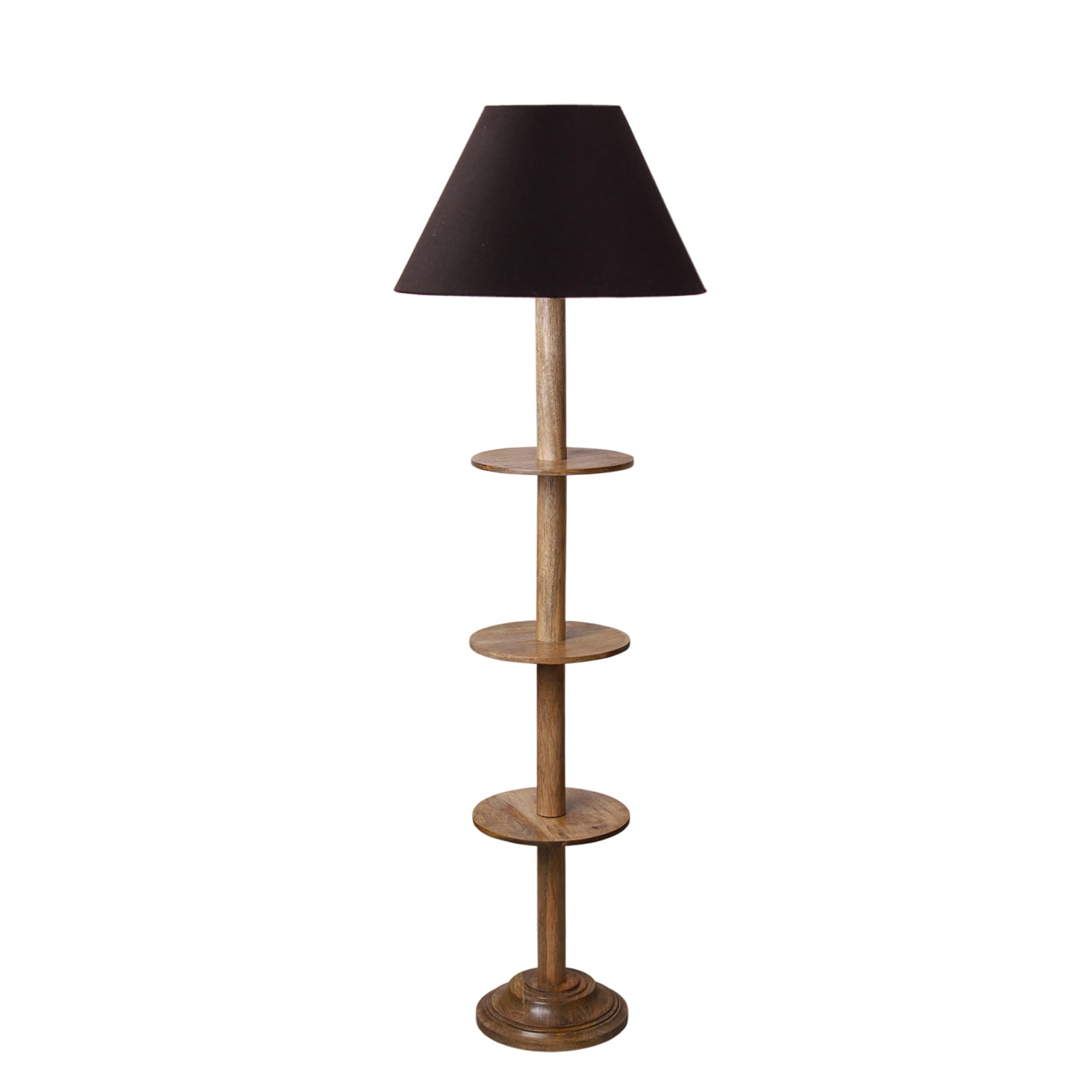 Devansh Shelf Wooden Floor Lamp