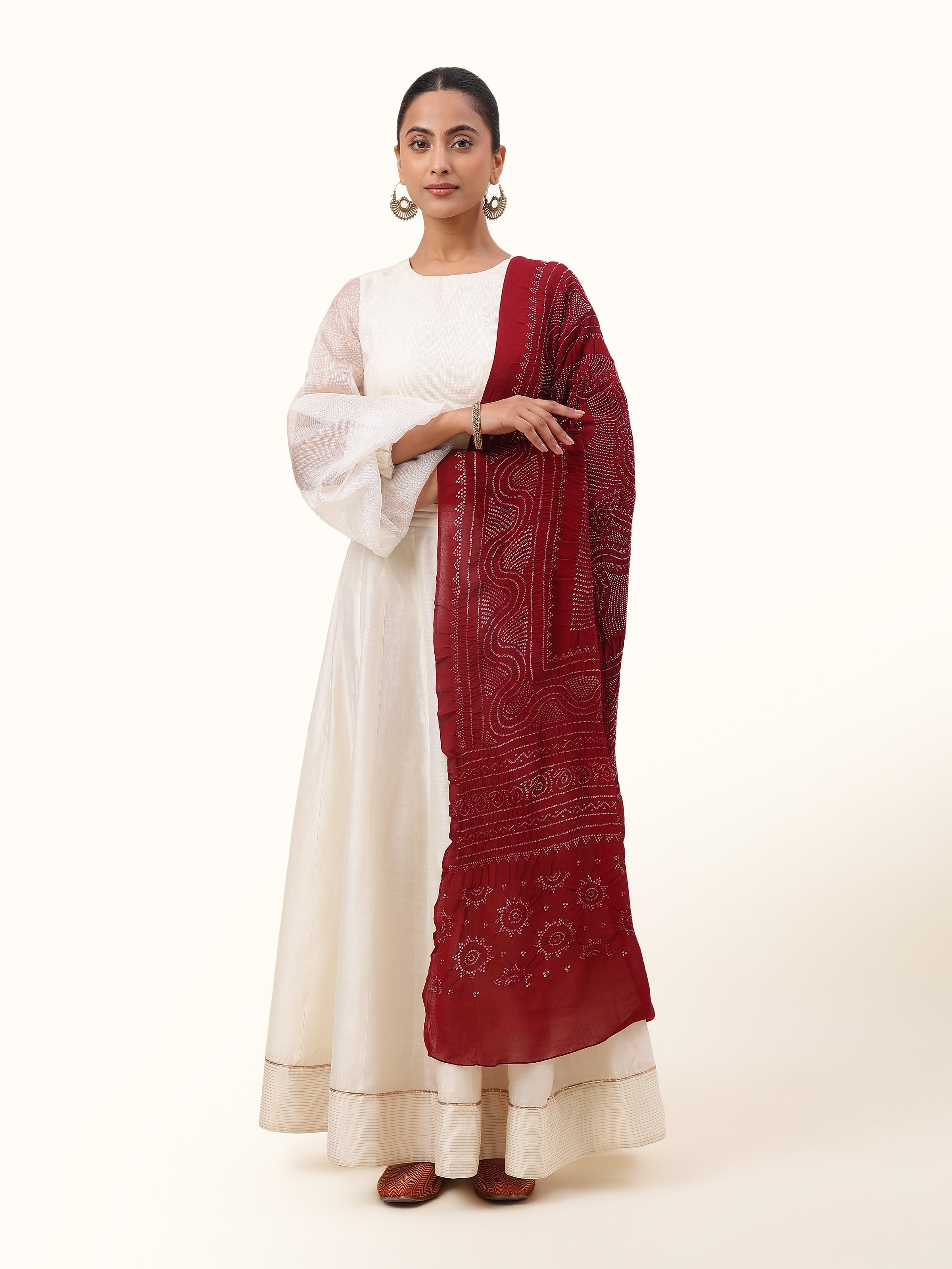 Maroon Georgette Bandhani Tie & Dye Dupatta