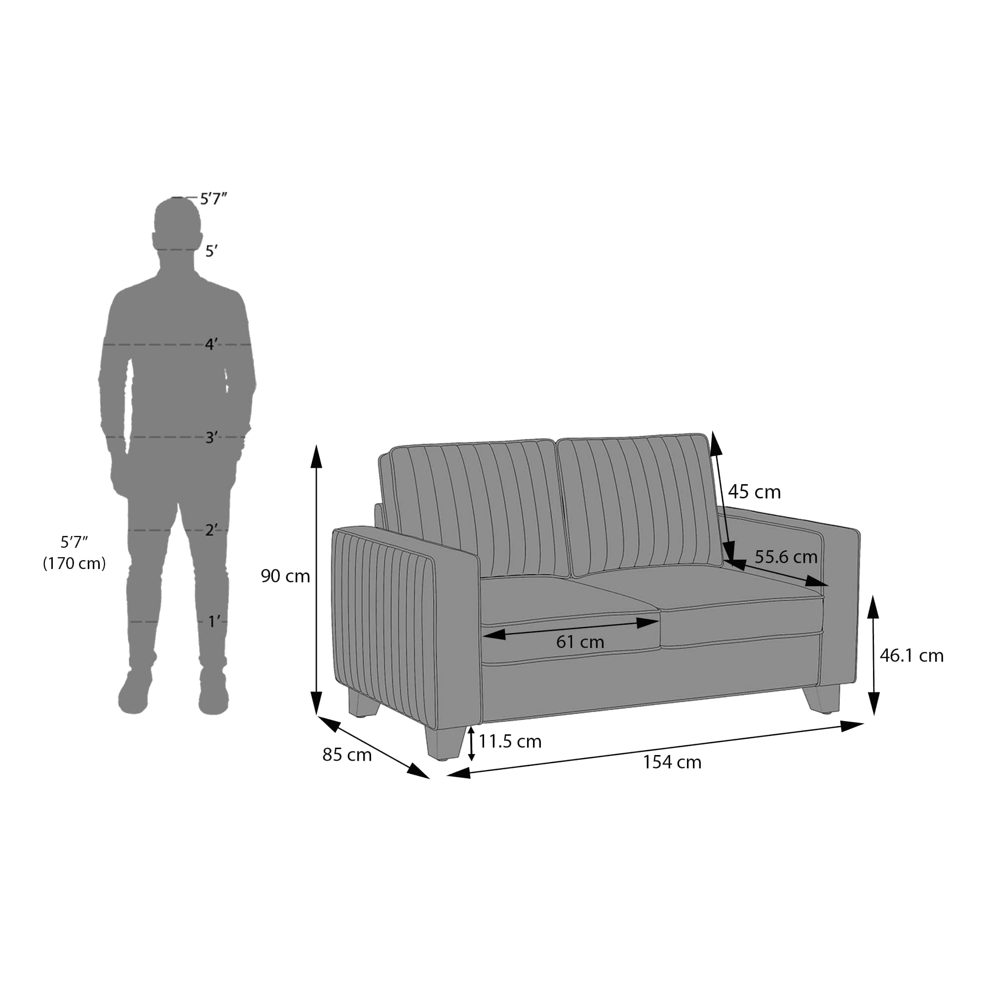 Apollo Neo 2 Seater Fabric Sofa in Pearl White Colour (Back Height : Regular, Cushion Type : Soft)