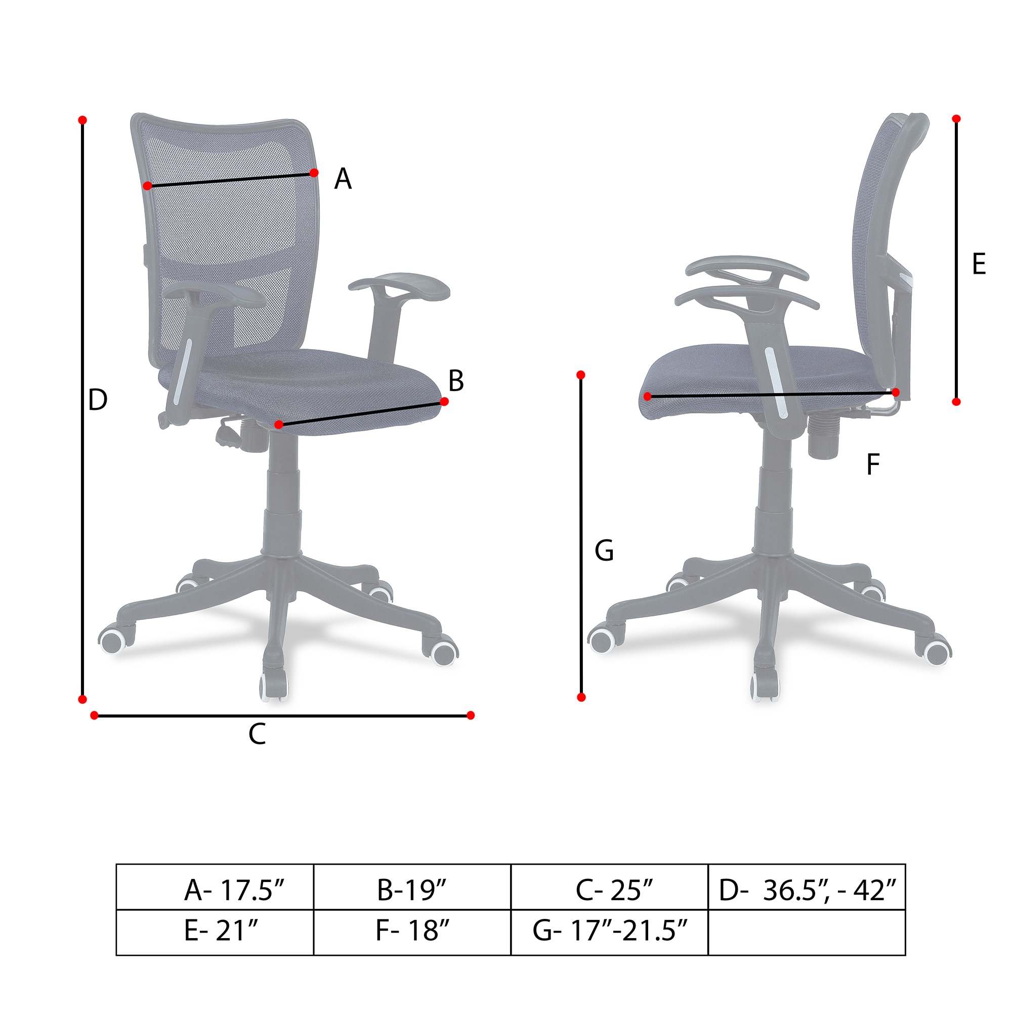Eexcaeal Mid Back Ergonomic Chair in Black Colour