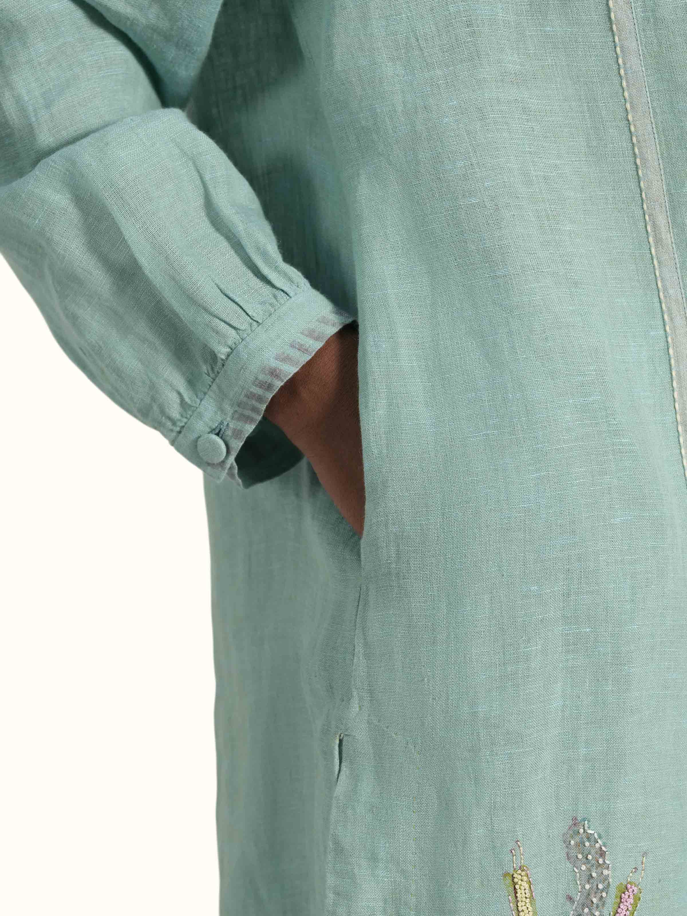 Blue Linen Handloom Co-Ord Set