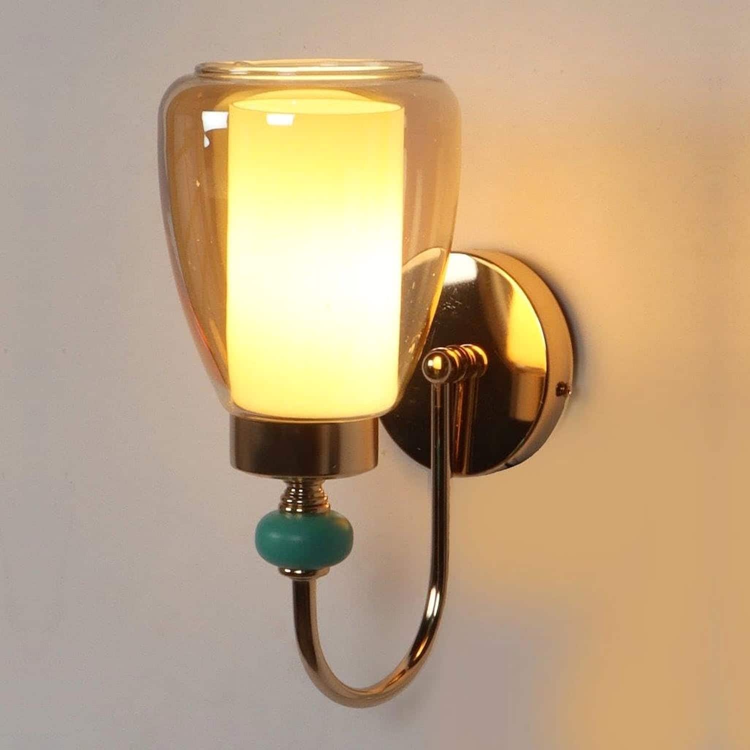 Eliante Bay Iron Wall Light With Glass In Gold Colour