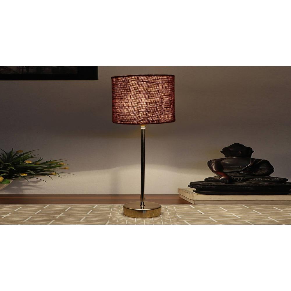 Brown Jute with Metal Gold Table Lamp
