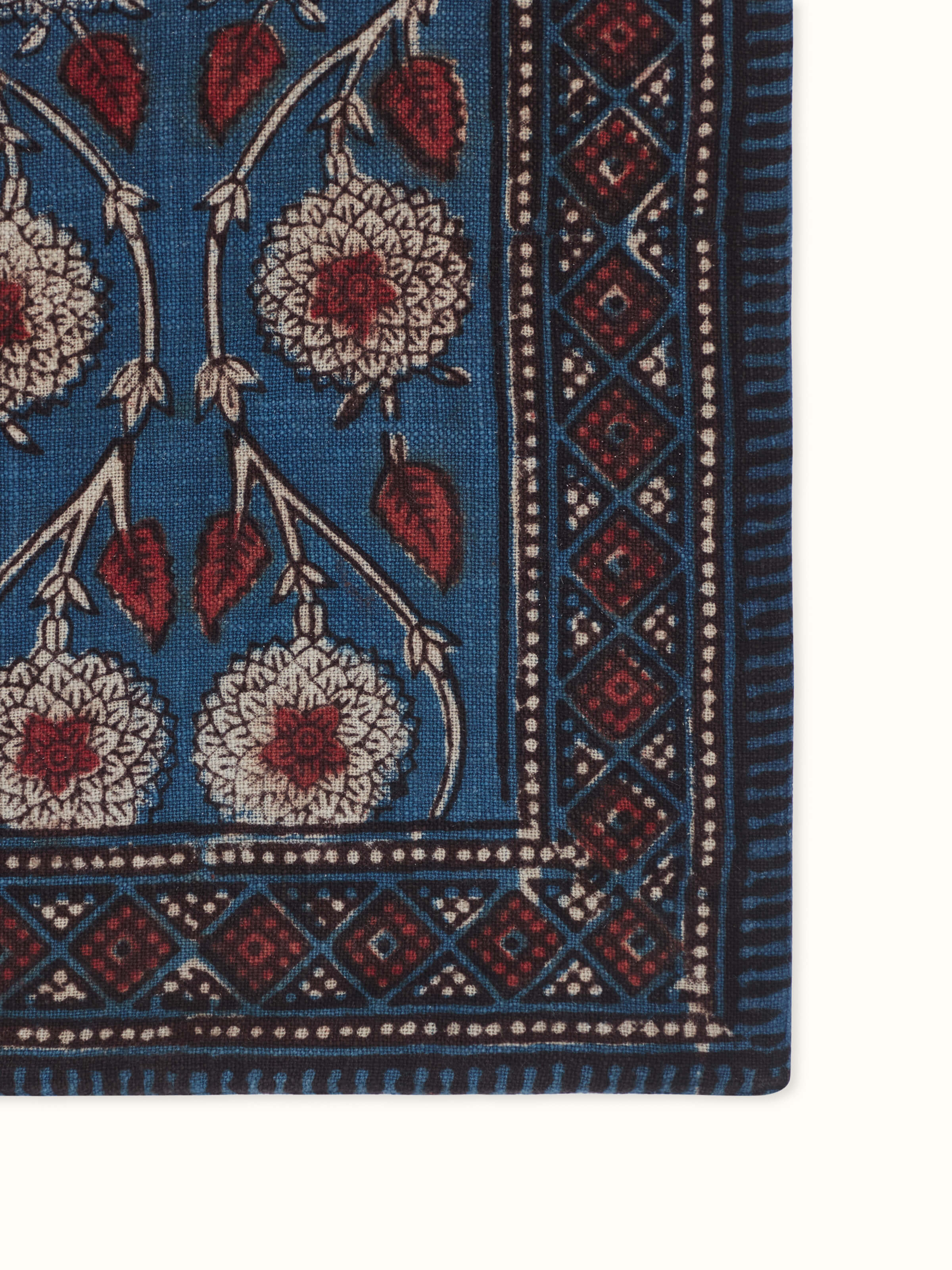 Puspita Indigo Cotton Dabu Hand Block Printed Table Runner 6 Seater