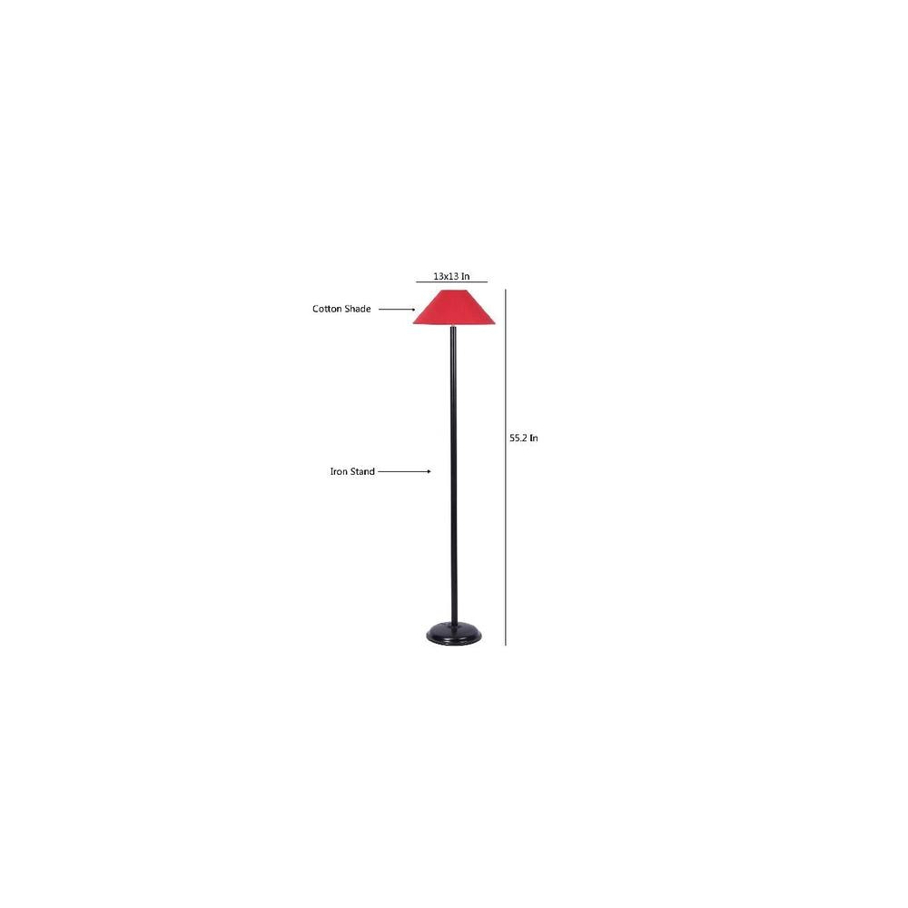 Hans Red Fabric Floor Lamp with Black Iron Base