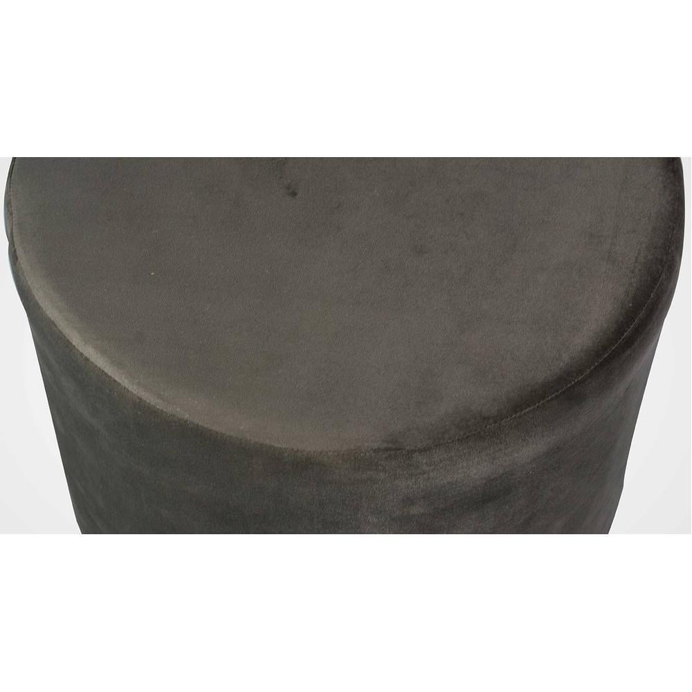 Iris Solid Wood Pouffee Stool in Grey Velvet Fabric