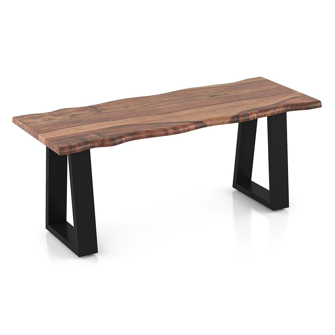 Aquila Live Edge Solid Wood Dining Bench In Teak Finish