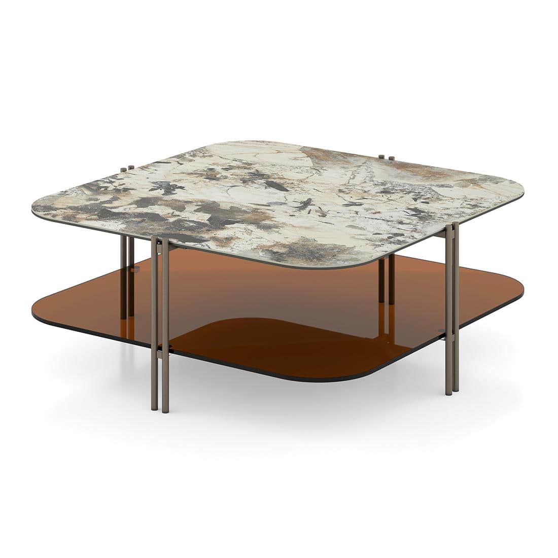 Paloma Square Marble Coffee Table in  Saturn Spanish Ceramic  Finish