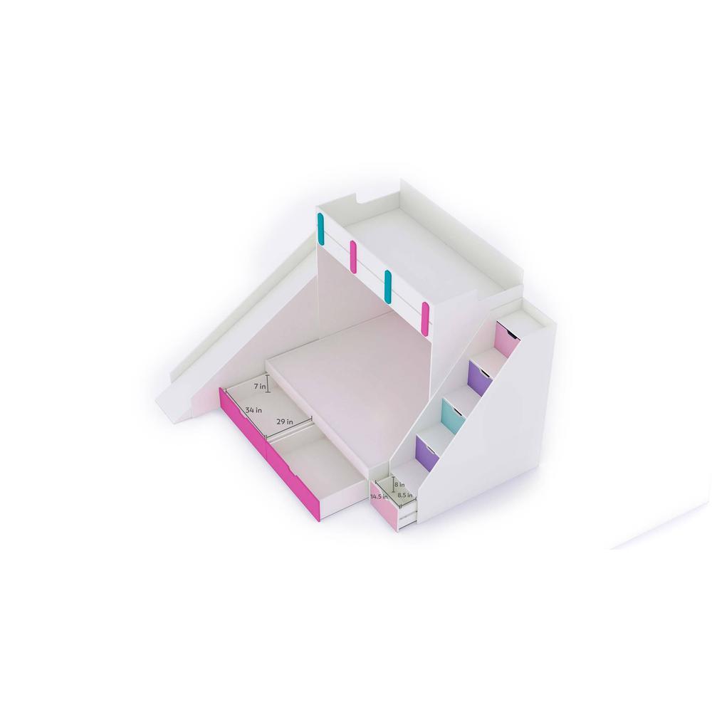 Sleep Nâ€™ Slide Bunk Bed with Slide and Storage in White Colour BKBB029
