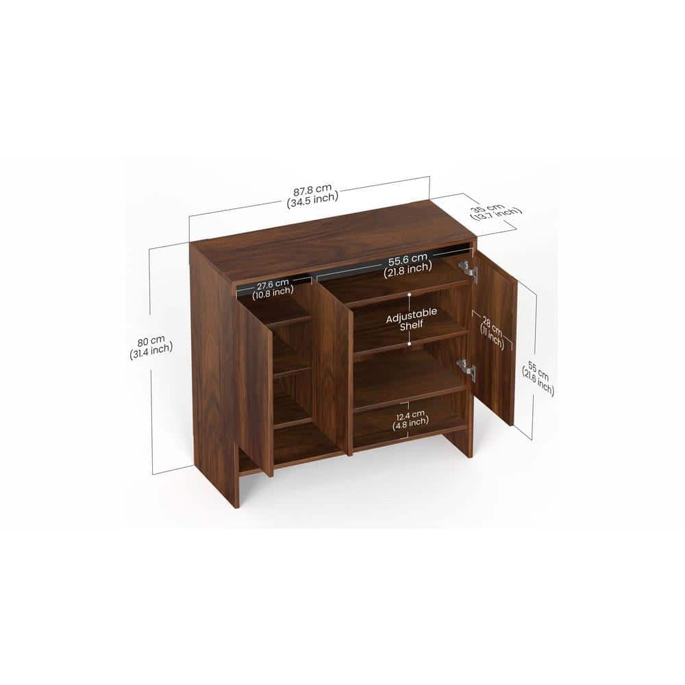 Mavis Engineered Wood 3 Doors Shoe Rack Cabinet Slipper Footwear Stand Organizer with Premium Handleless Design and A Open Shelve, Store Up to 16 Pairs for Living Room Home (Brown Maple)