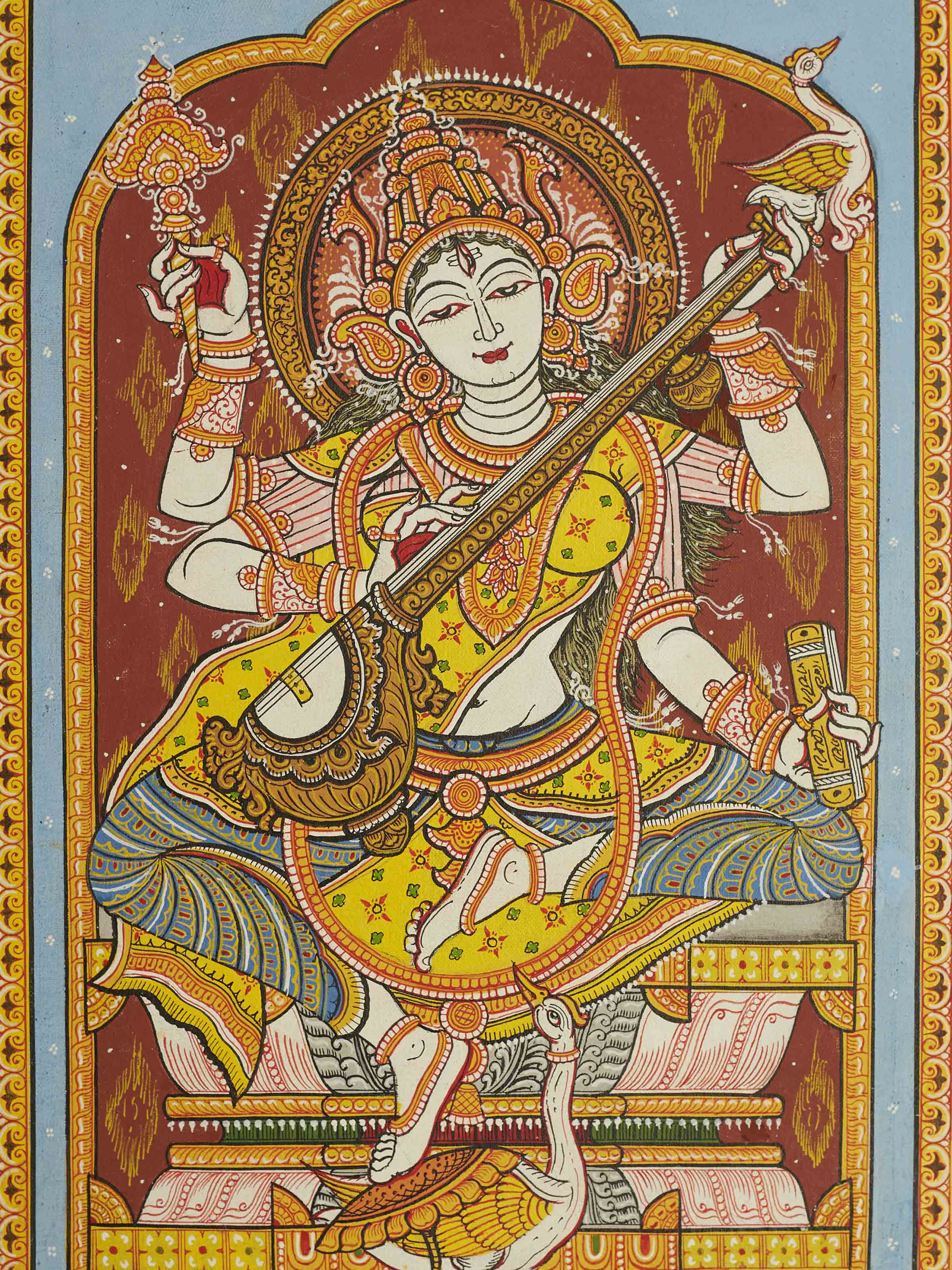Saraswati Canvas Patachitra Painting