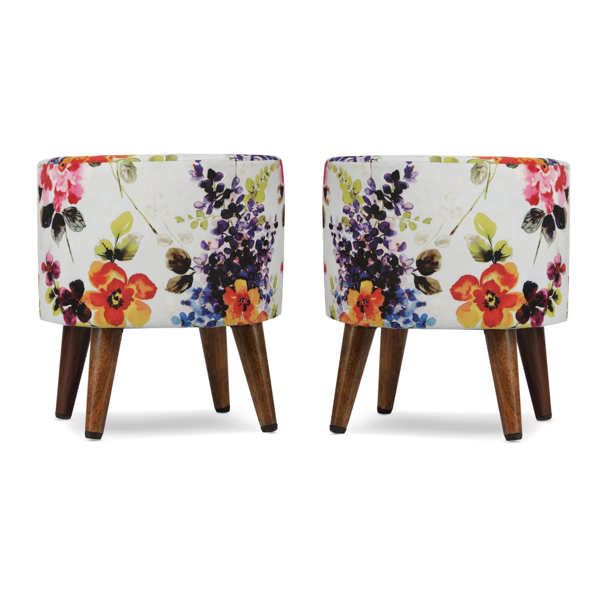 Sebastian Solid Wood  Ottomon in  Multicolor Colour