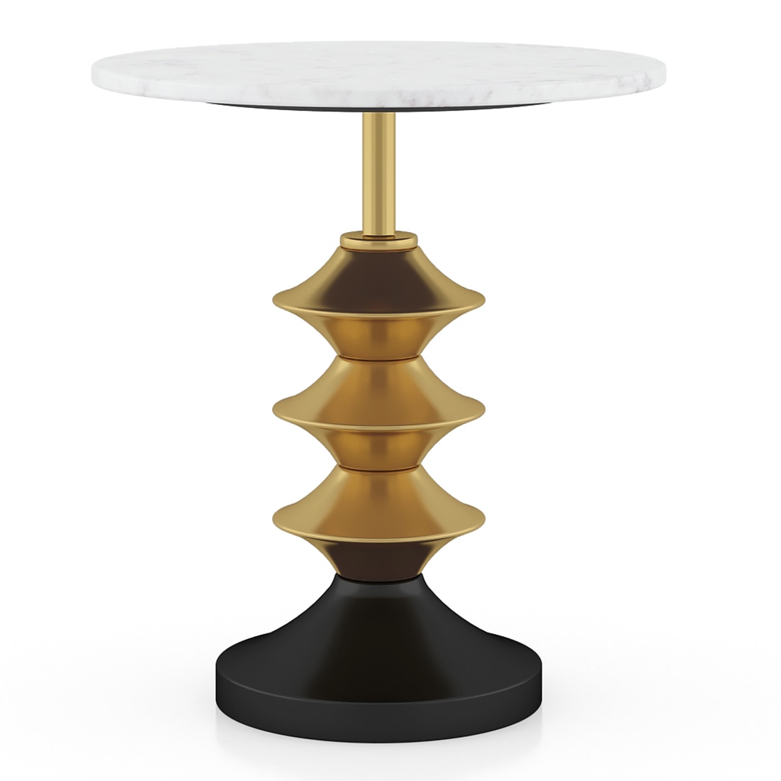 Mira Banswara Marble And Metal Side Table In Glossy Gold Finish