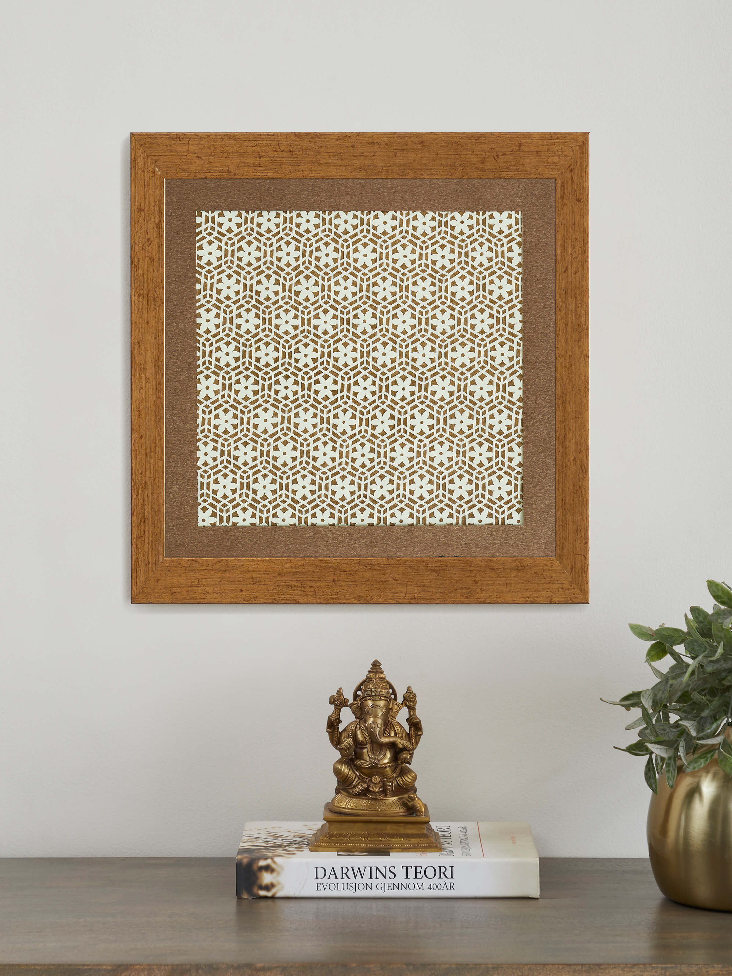 Top view of Sanjhi paper stencil flower jaali wall art showcasing the detailed stencil work and design