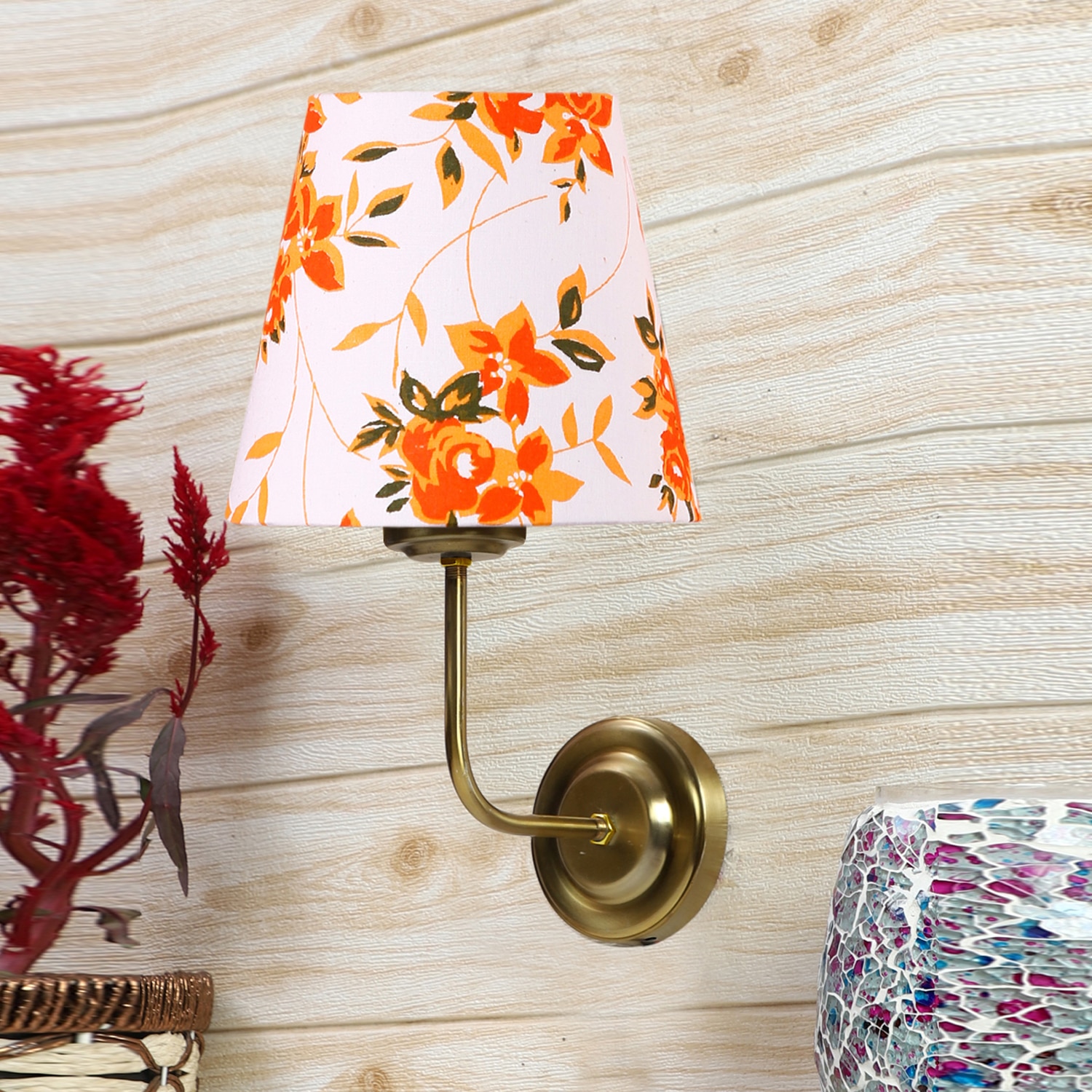 Devansh Metal Electric Wall Light in Gold Colour with Multi Shade Count of 1 Light - Devansh
