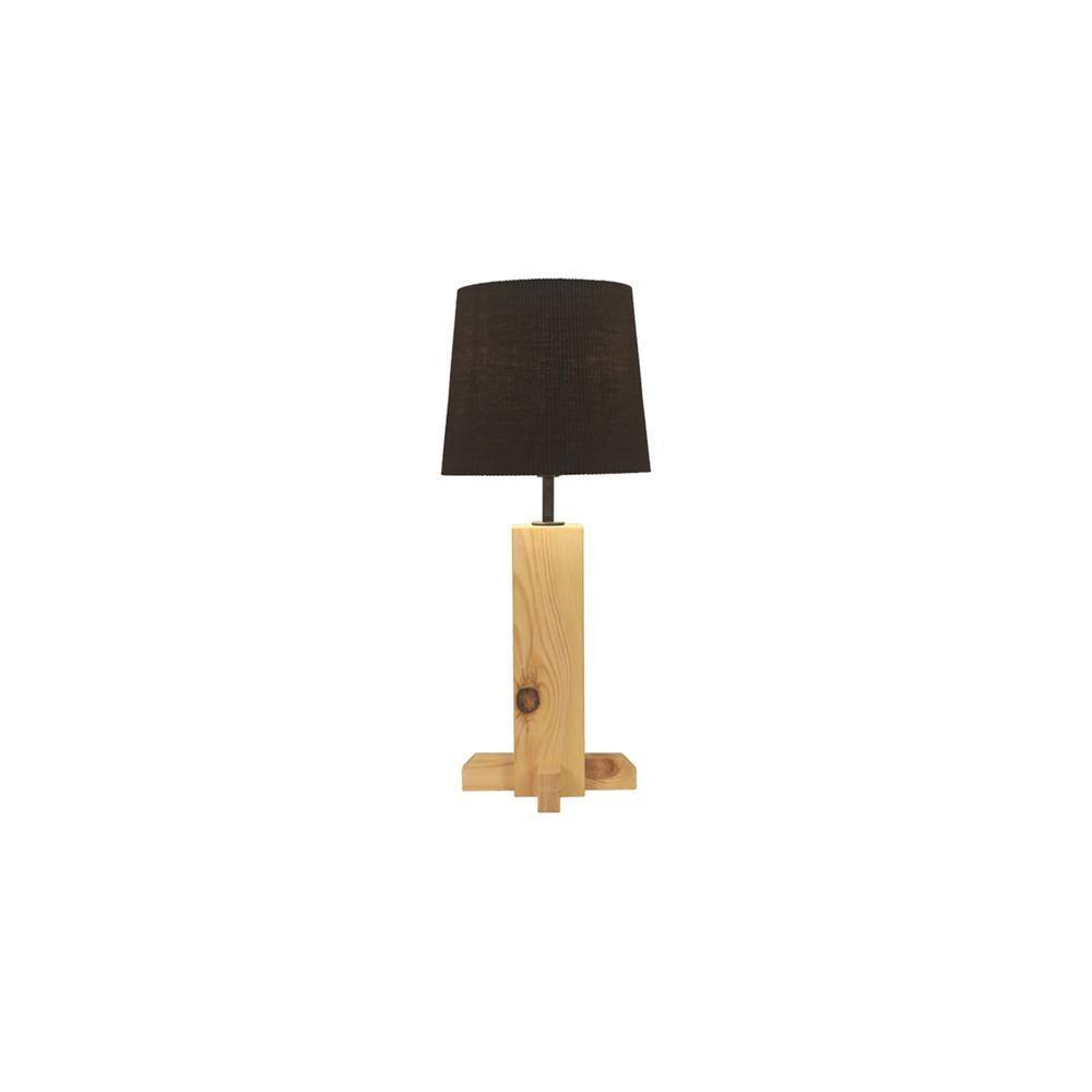 Rocket Beige Wooden Table Lamp with Black Fabric Lampshade