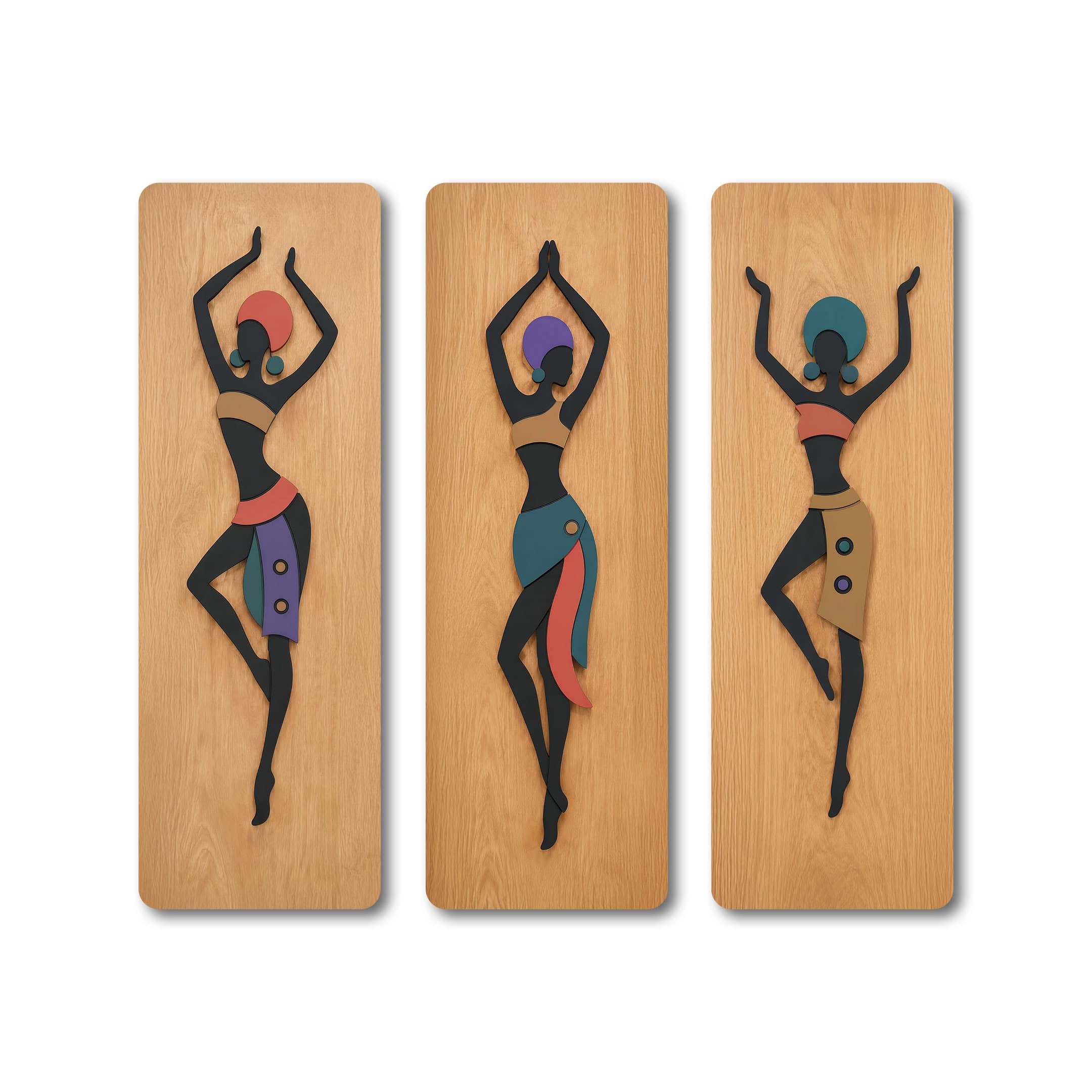 The Castle Decor Tribal Dancer Wall Art Set of 3 36x39 Inch - The Castle Decor