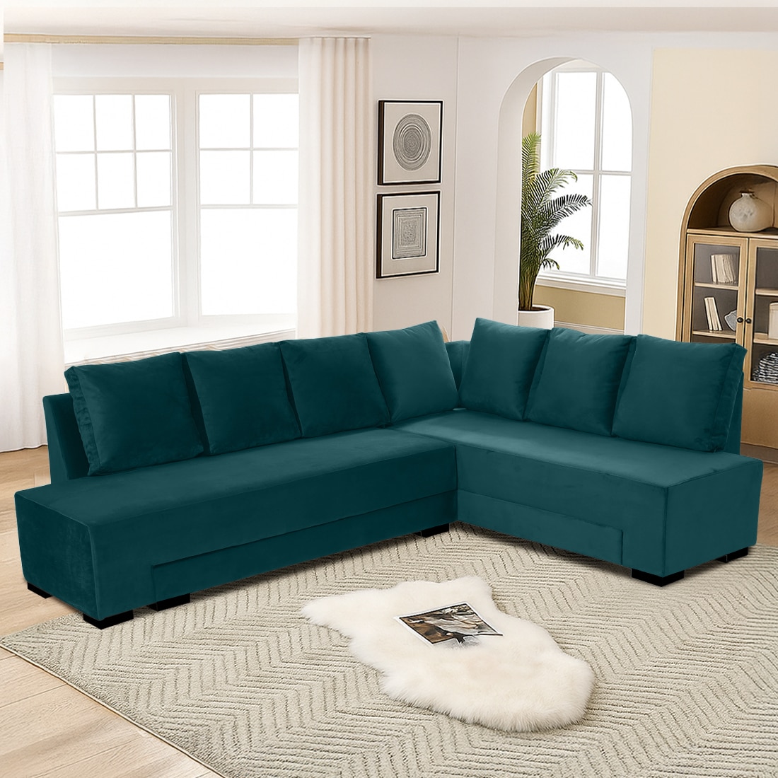 Melo 3 Seater Fold Out Sofa cum Bed in Teal Colour