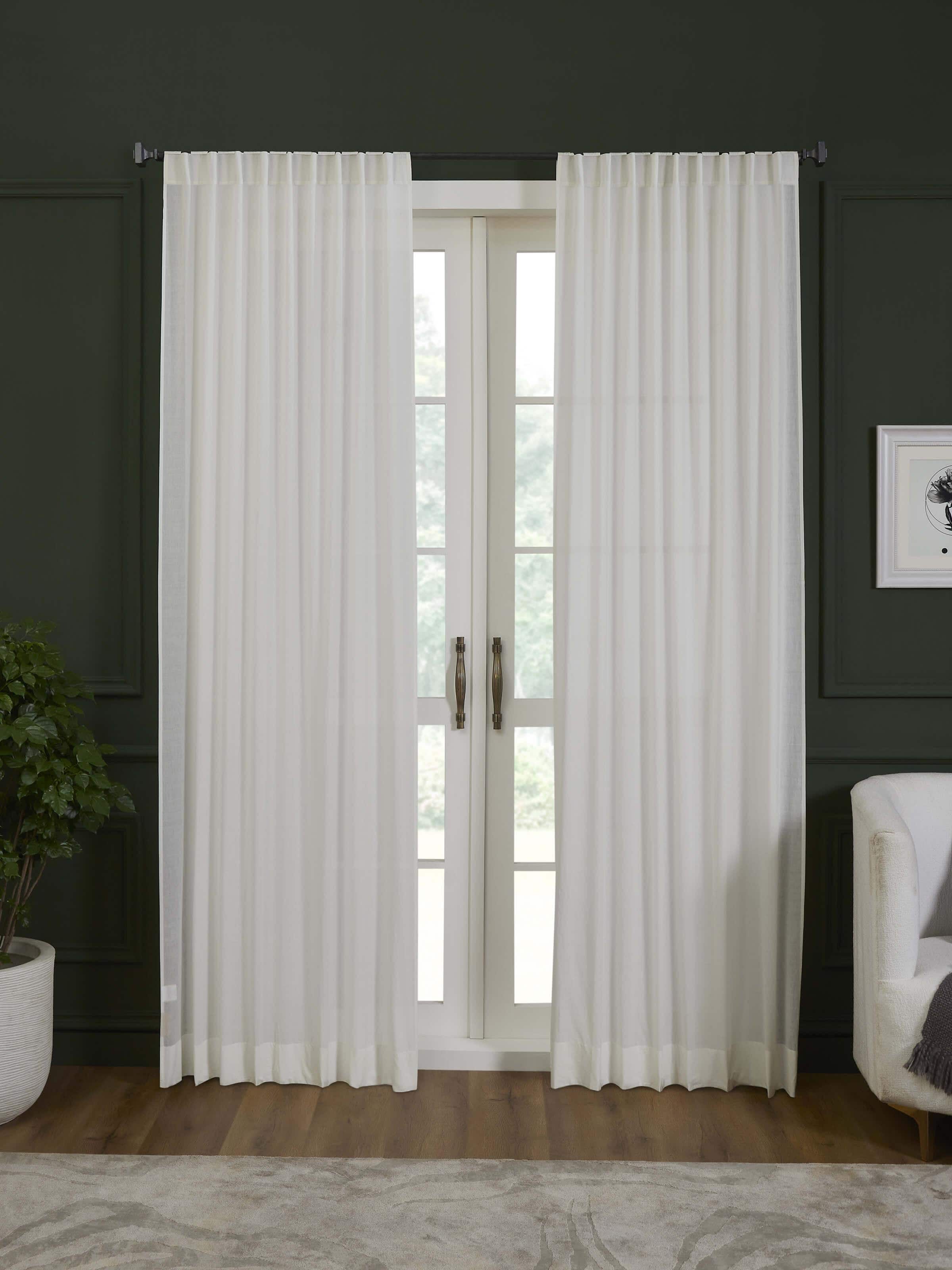 Kalpanama Ivory Solid Handloom Cotton Curtain (9 Ft)