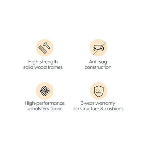 Granada Essential 3 Seater Fabric Sofa in Steel Colour