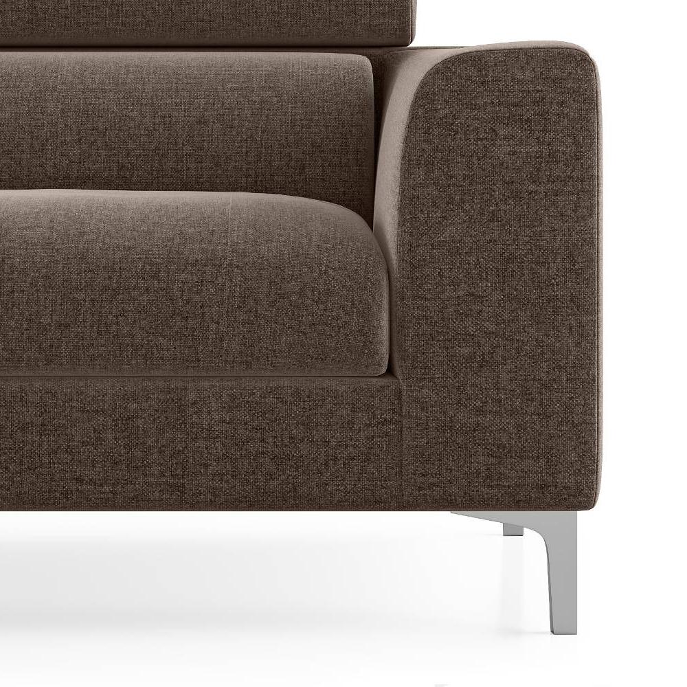 Chelsea Left Aligned 3 Seater Sectional Fabric Sofa (Daschund Brown)