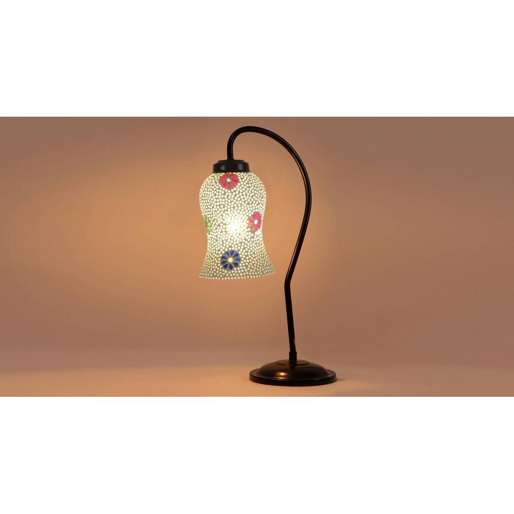 Multicolor Mosaic Glass Curvy Table lamp with Iron Base (EN22)