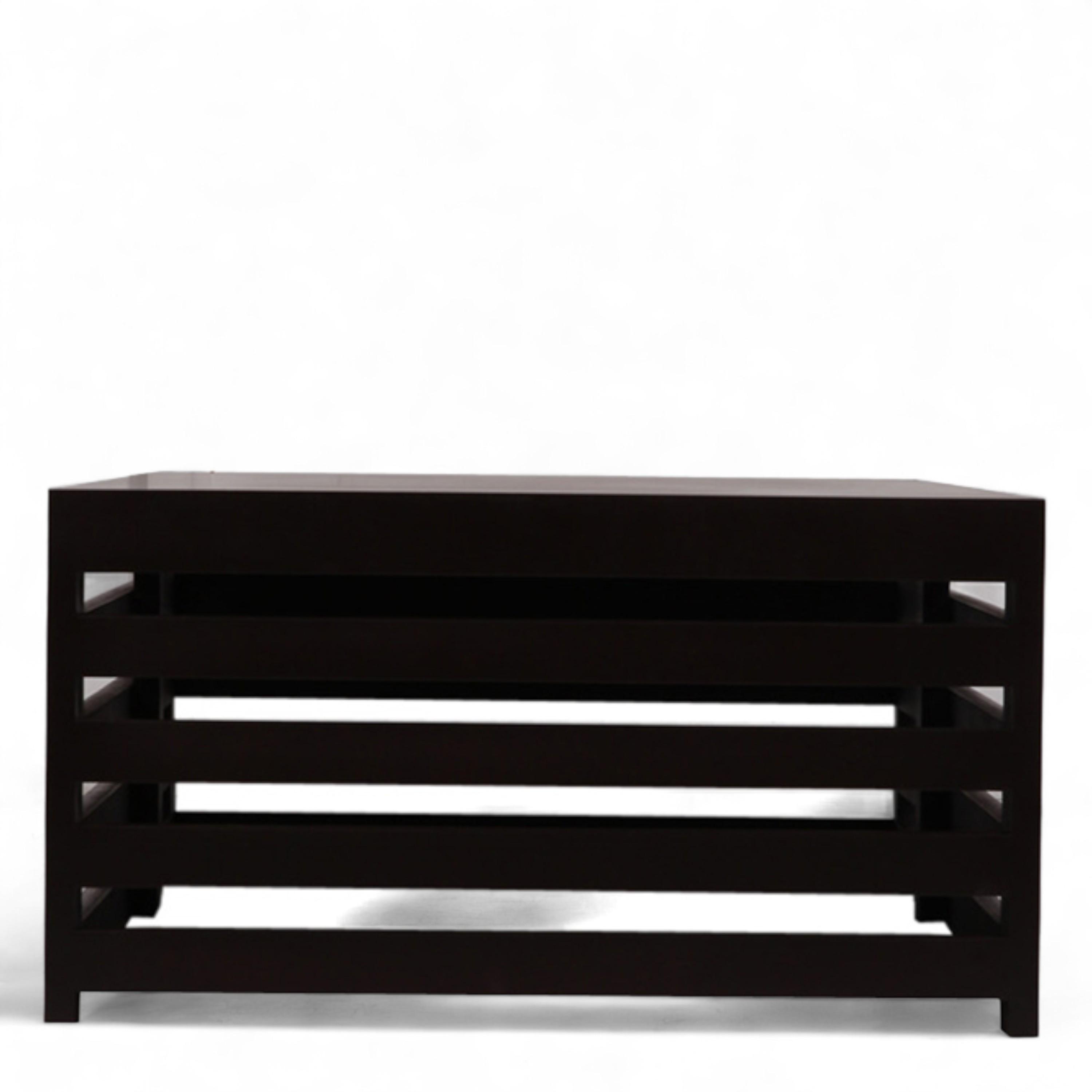 Erickson Sheesham Wood Contemporary Rectangle Coffee Table In Extra Dark Mahagony Finish