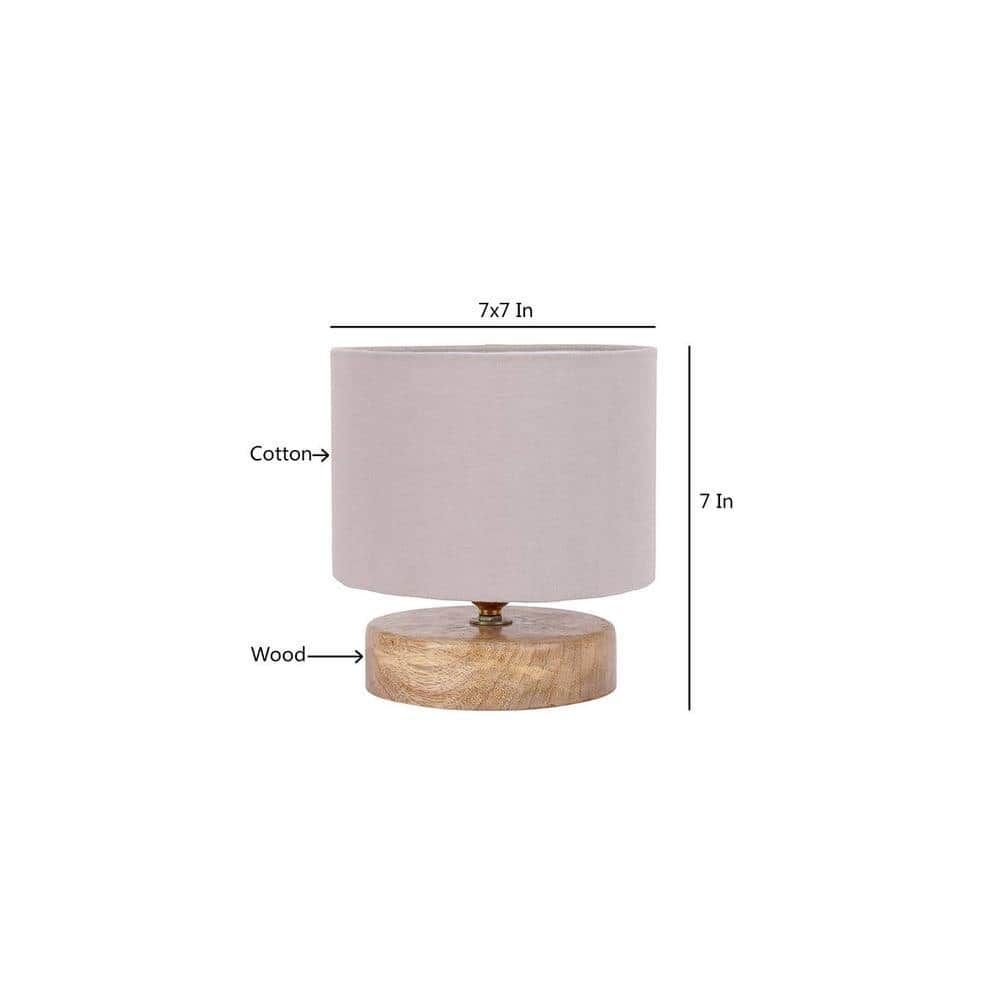 Alton Grey Fabric Shade Table Lamp with Natural Wooden Base