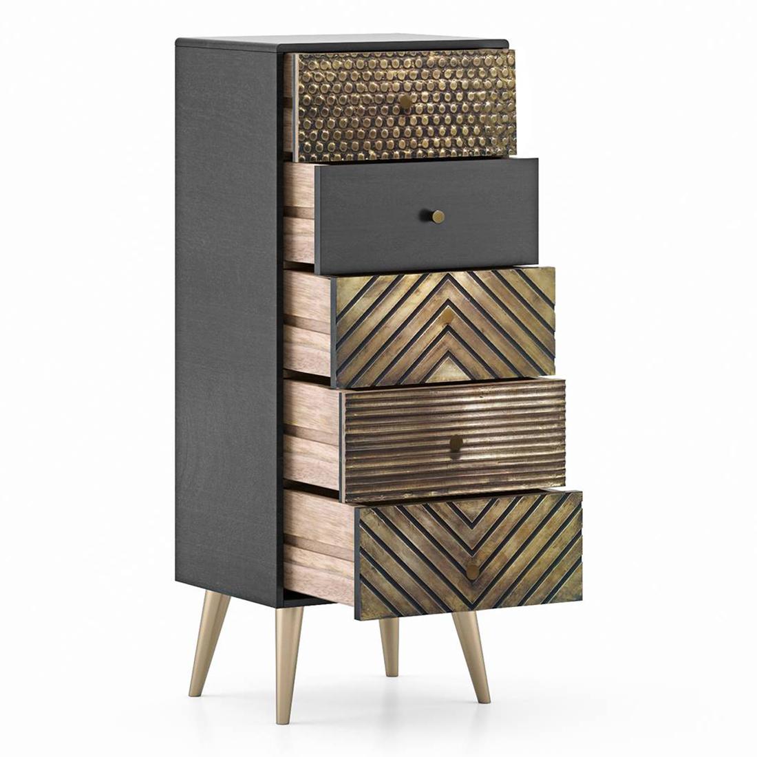 Gatsby Solid Wood Chest of 5 Drawers in Finish