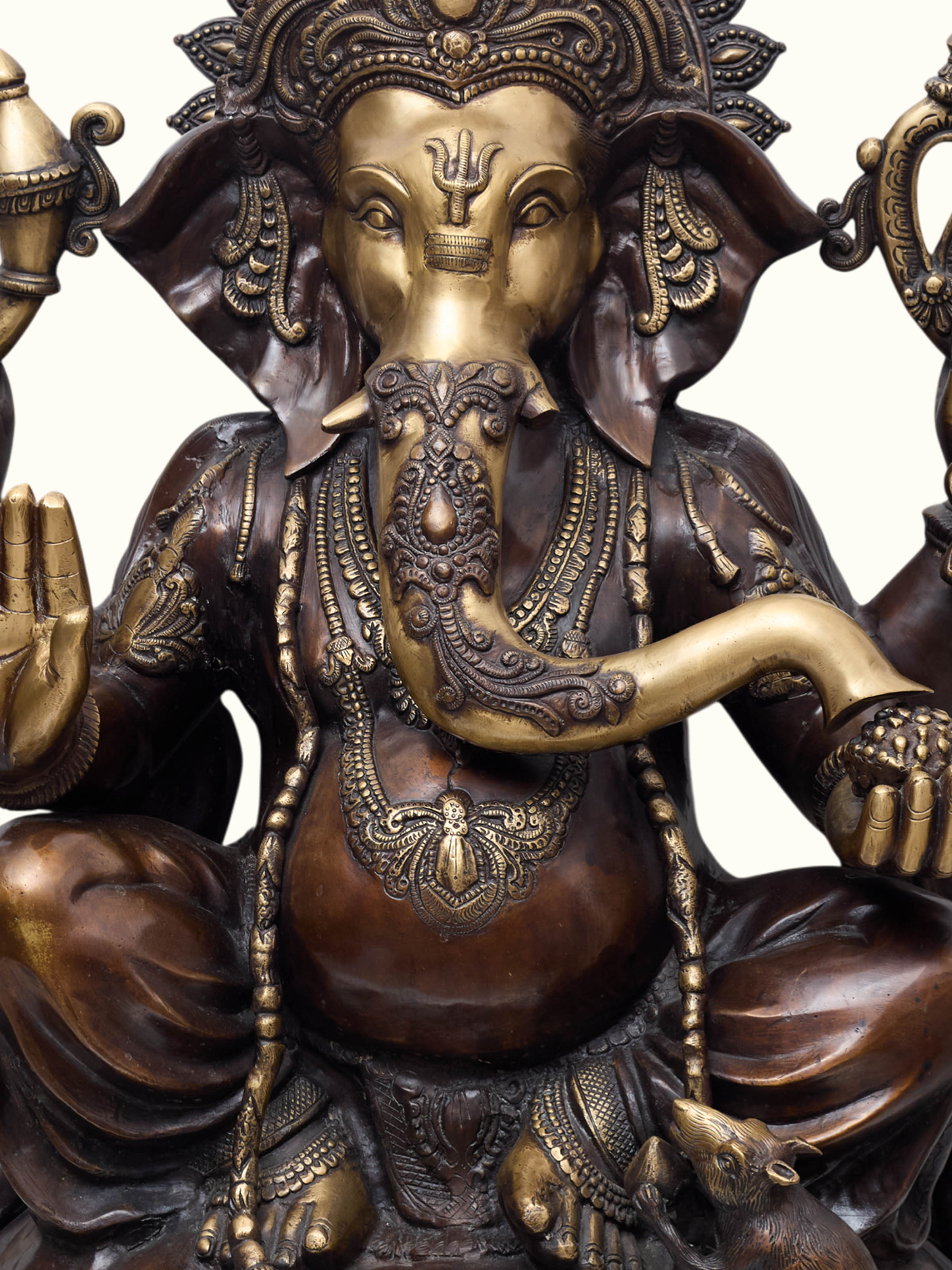 Brass Ganesha Sitting Lotus Idol