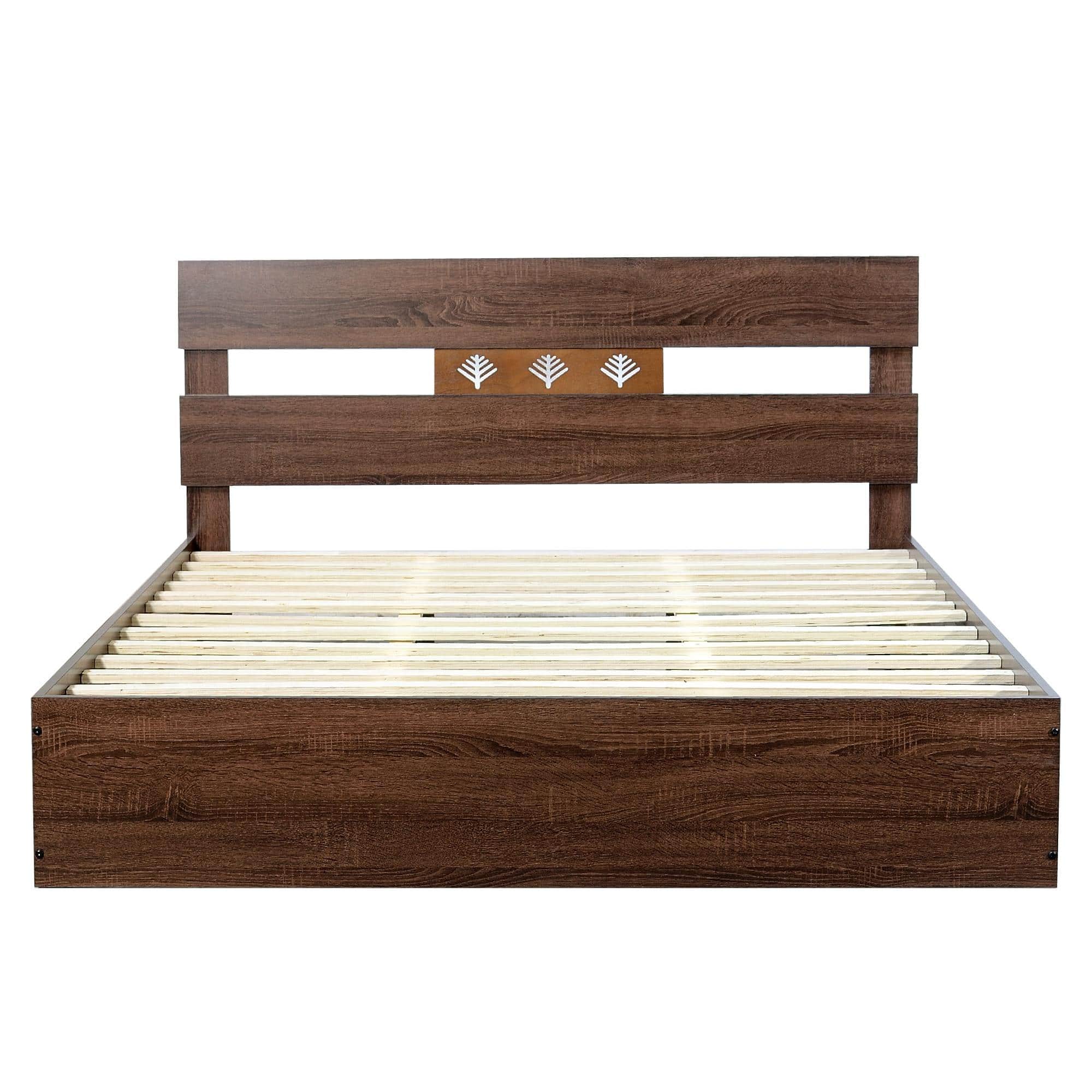 Yumako Queen Size Bed In Walnut Finish