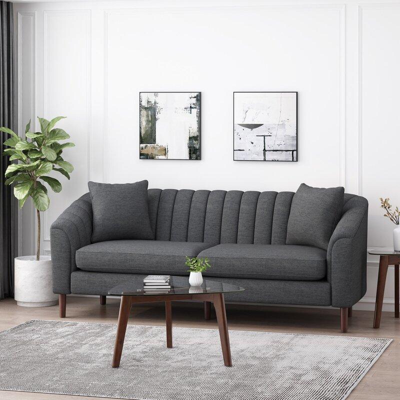 Mid Century Fabric Sofa (Dark Grey)