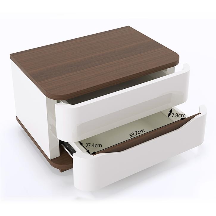 Baltoro Engineered Wood Bedside Table in White Finish