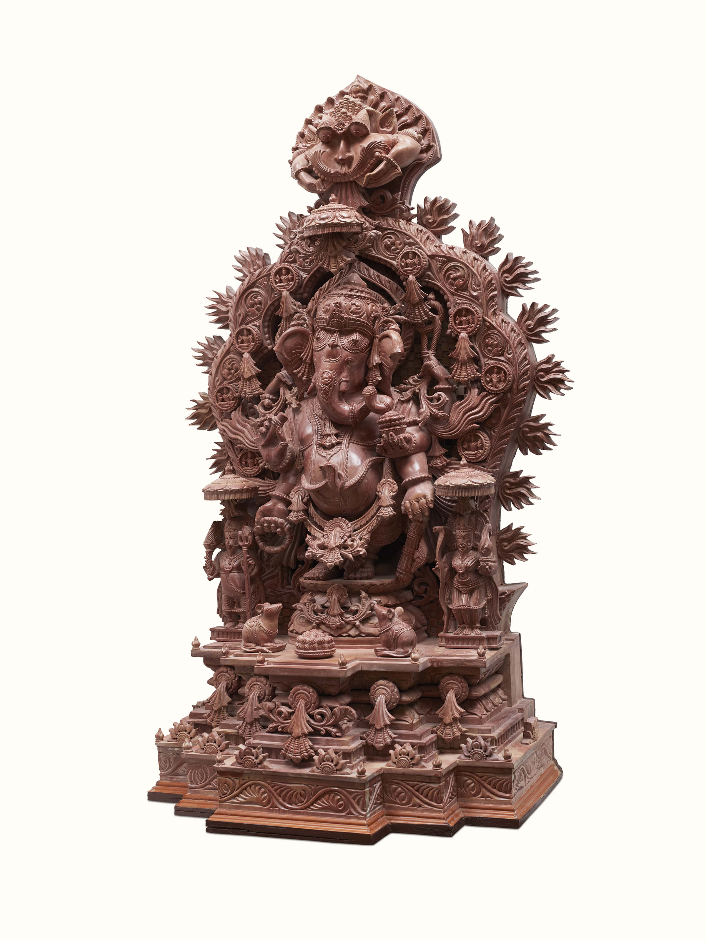 Side view of Stone Ganesha Idol highlighting the intricate details and smooth stone finish