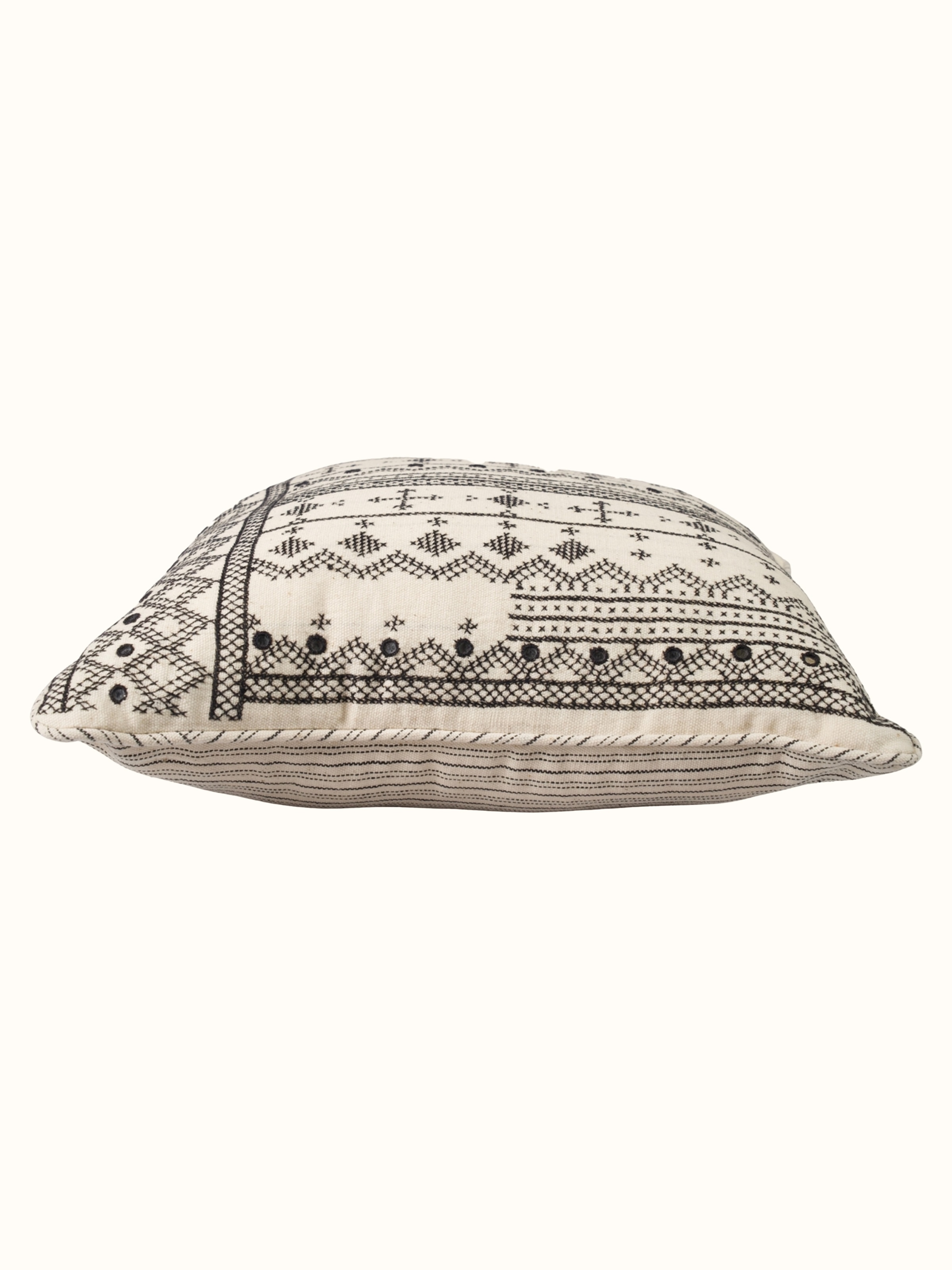 Folk Geo Hand Embroidered Panel Cushion Cover