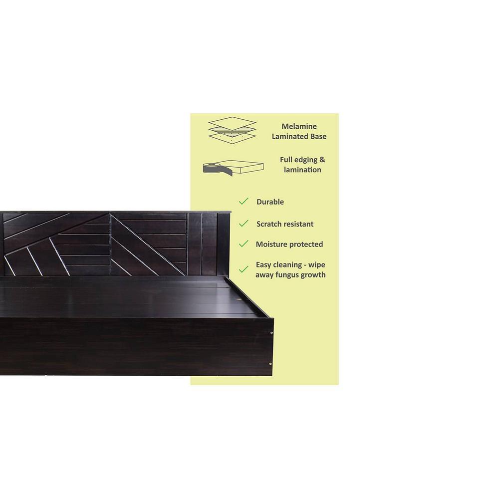Hera Solid Wood King Size Drawer Storage Bed In Melamine Finish