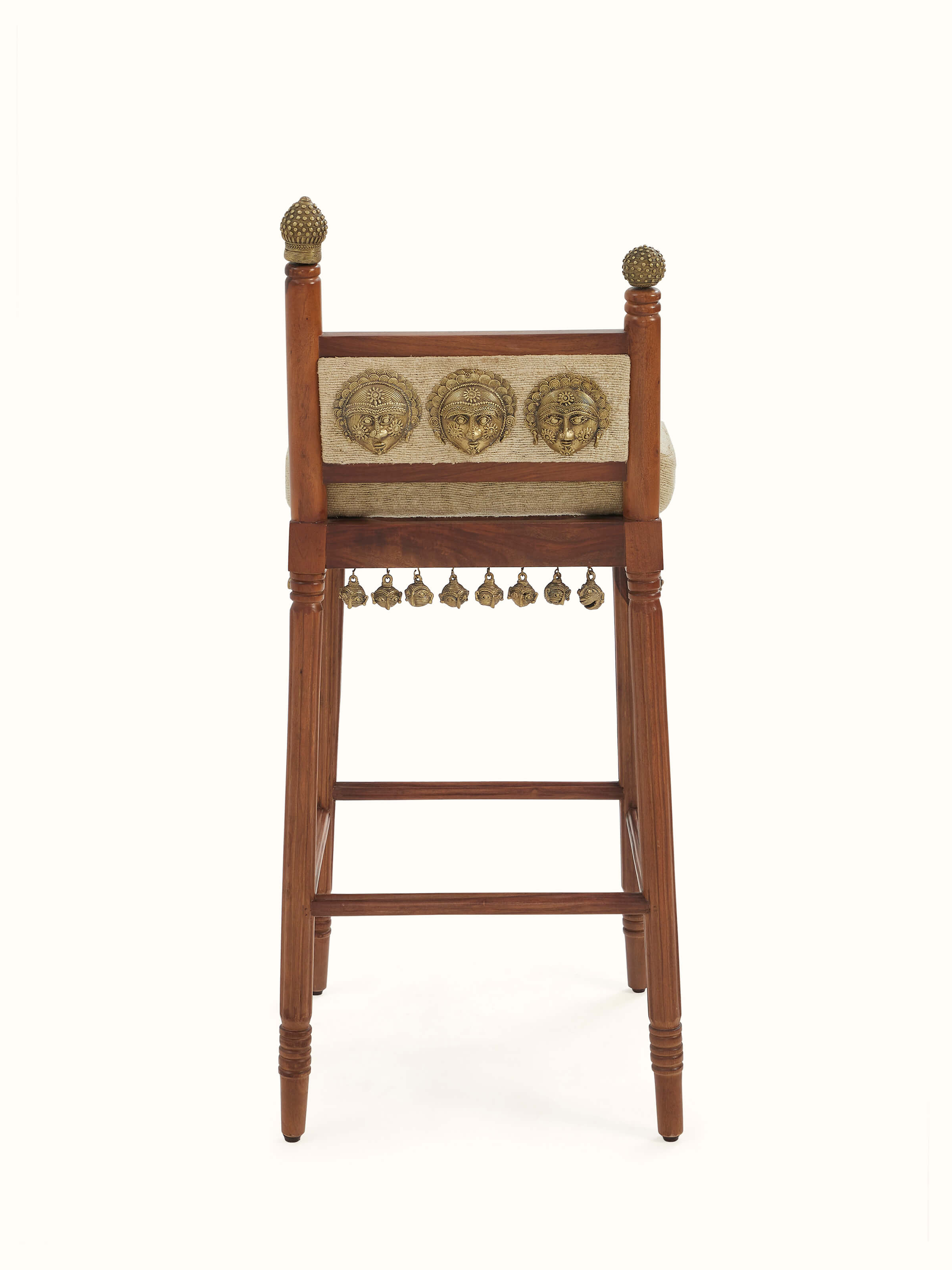 Silk Upholstered Sheesham Wood Bar Chair