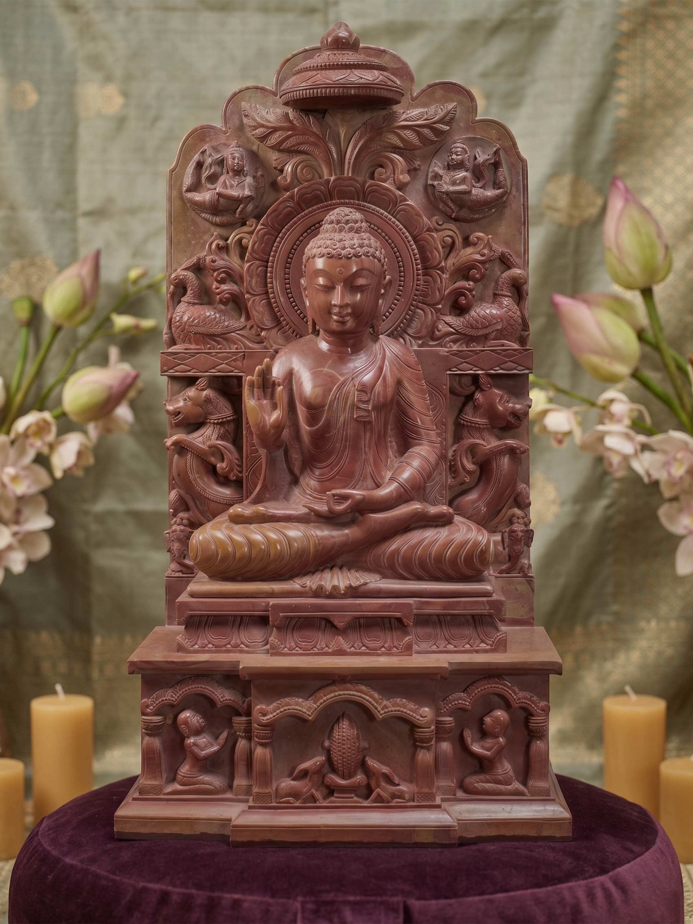 Carved Stone Enlightened Buddha Idol