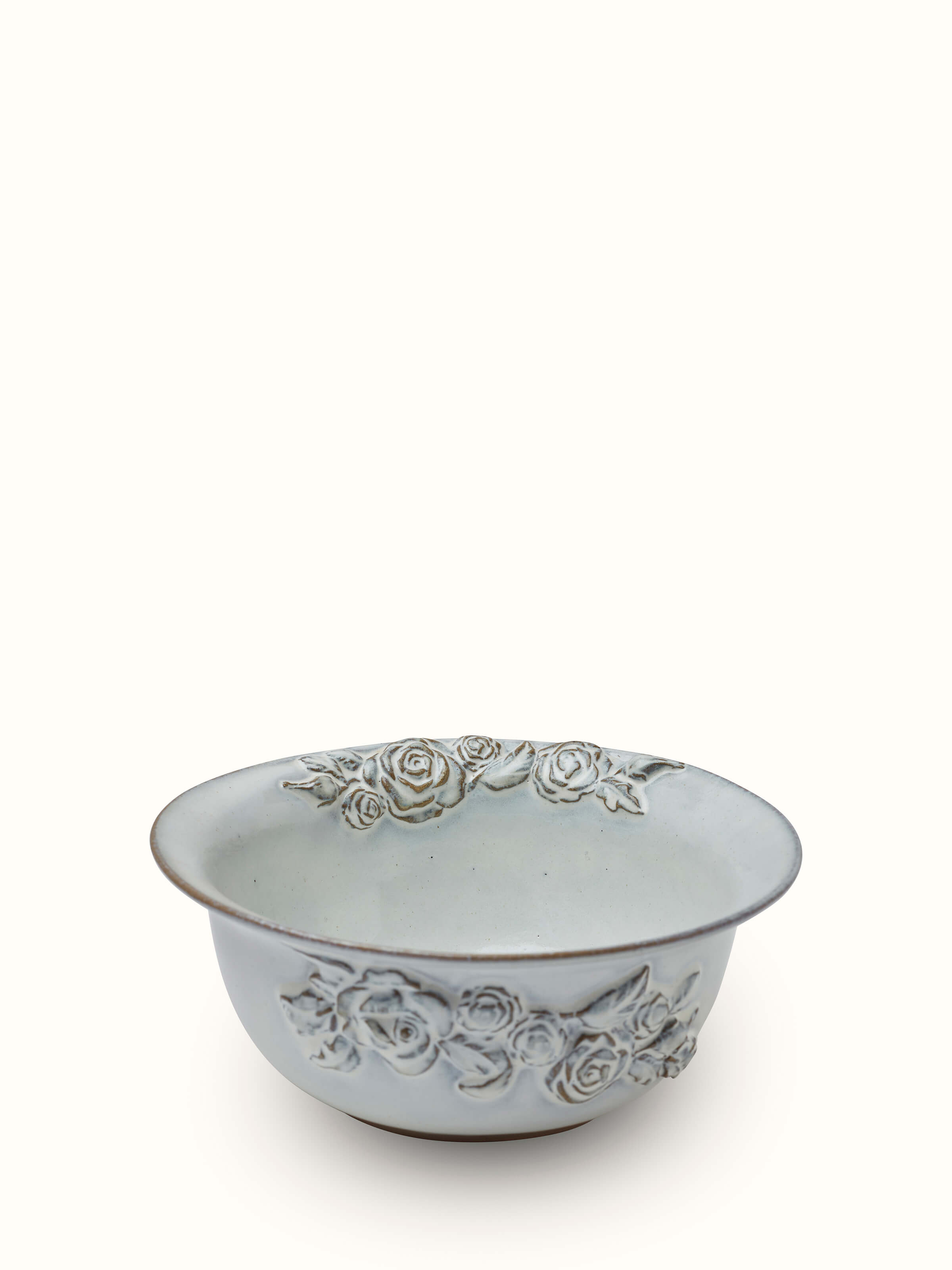 Front view of Studio Pottery Ceramic Serving Bowl in white, displaying its sleek design and smooth finish
