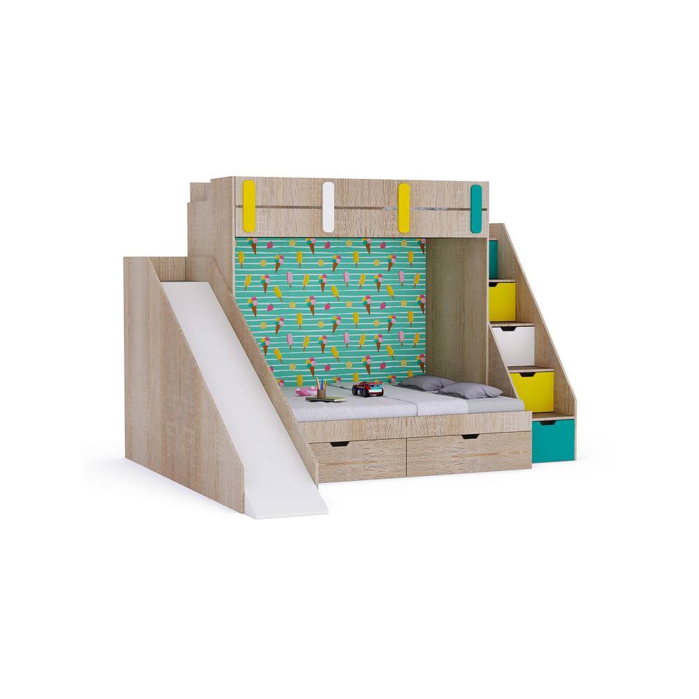 Sleep Nâ€™ Slide Bunk Bed with Slide and Storage in Oak Colour BKBB025