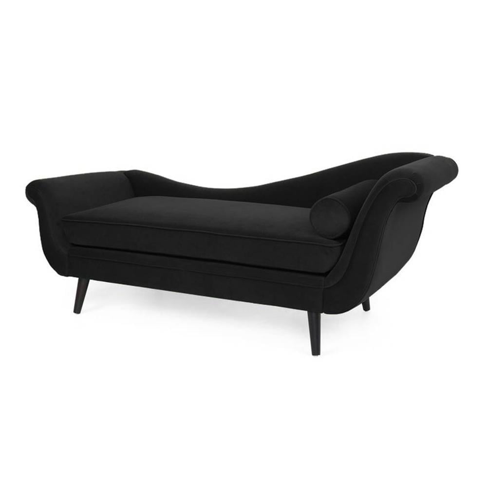 Kabera Velvet Chaise Launger in Black Colour