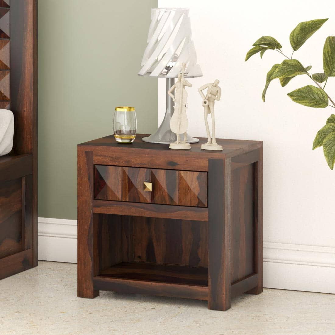 Diamond Solid Wood Bed Side In Provincial Teak Finsh