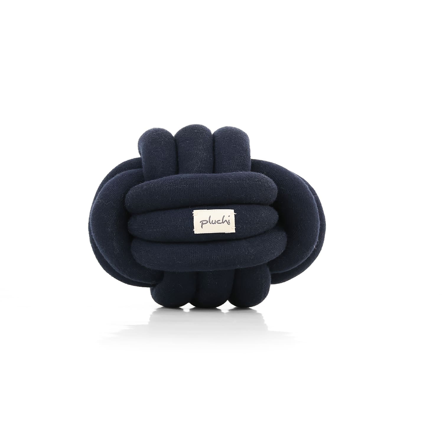 Knotty Combed Cotton Knitted Decorative Oxford Blue Knot Pillow 7 x 7 Inches