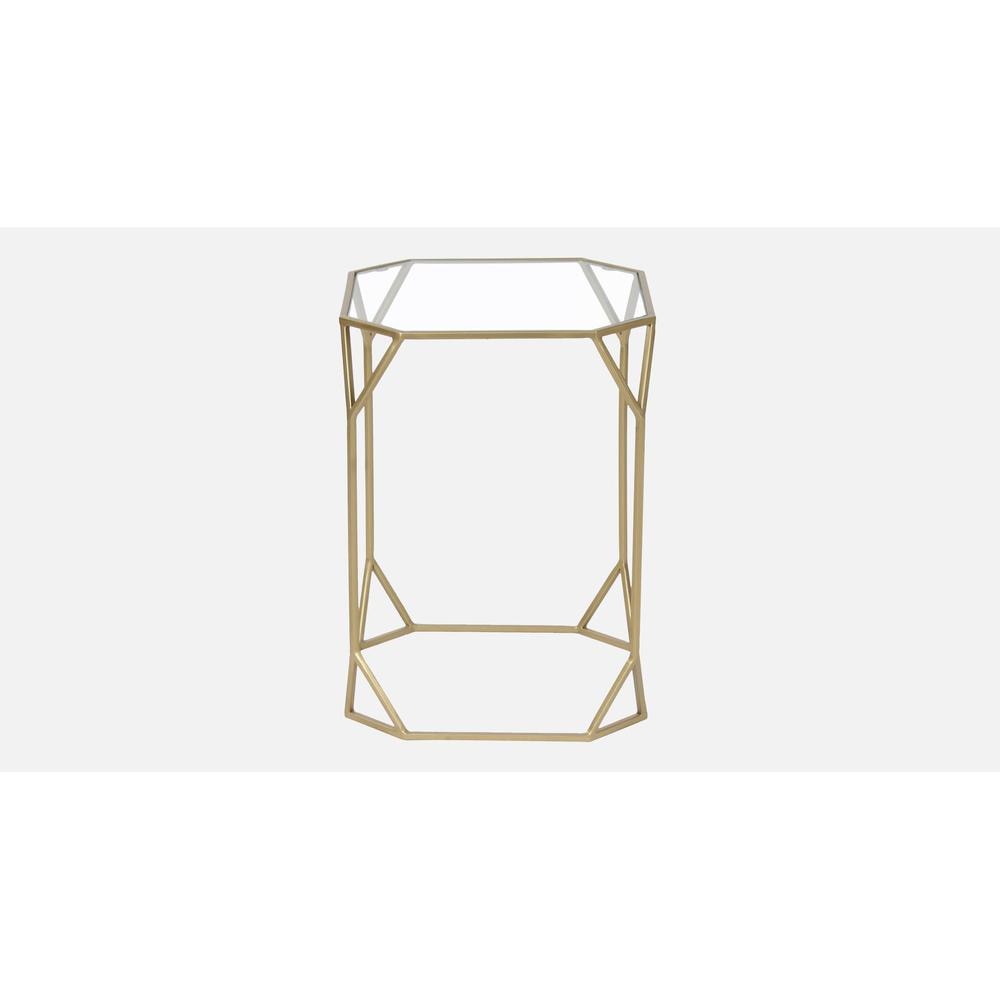 Hammond Glass Side Table In Gold Finish