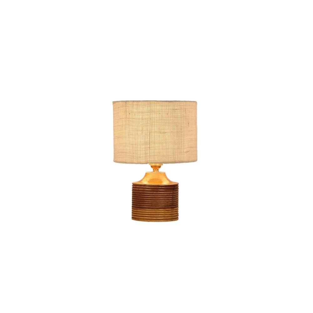 Malia White Jute table lamp with Natural Wood Base