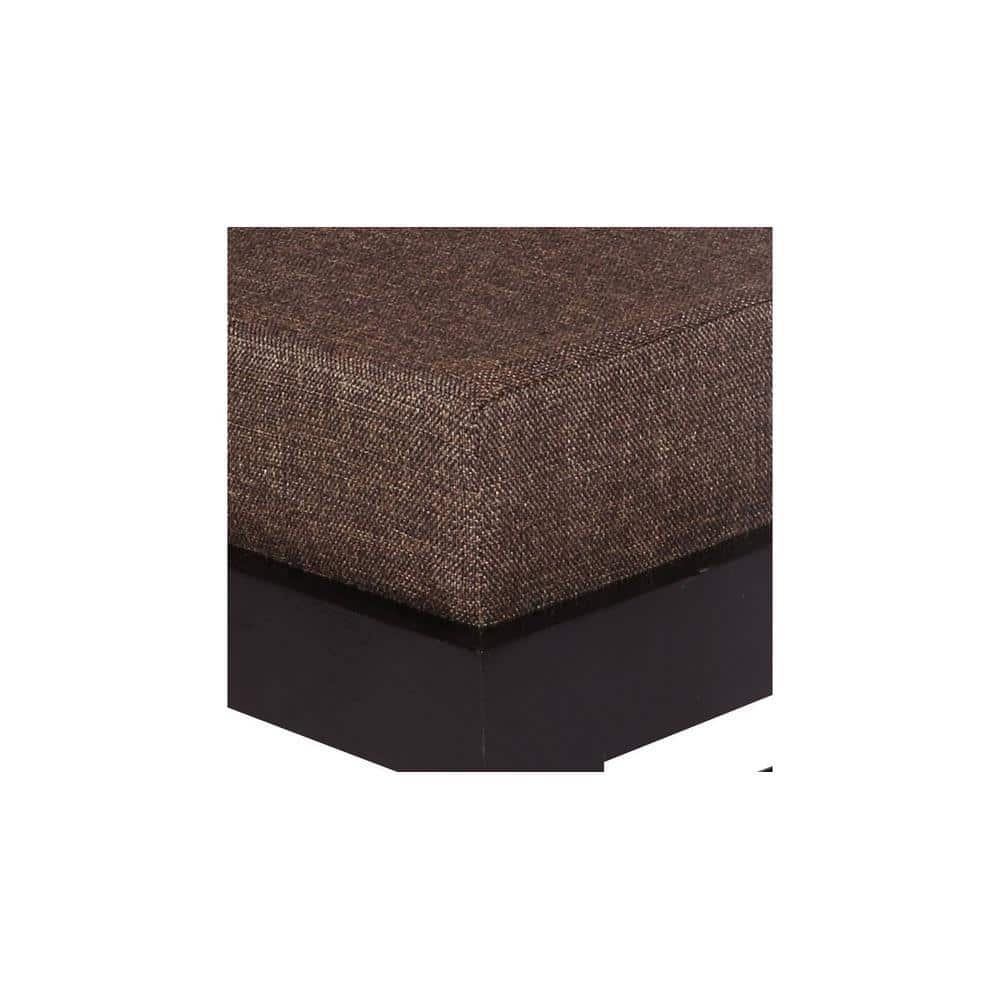 Kumkum Sheesham Wood Foot Stool in Dark Walnut Finish with Jute Brown Cushion