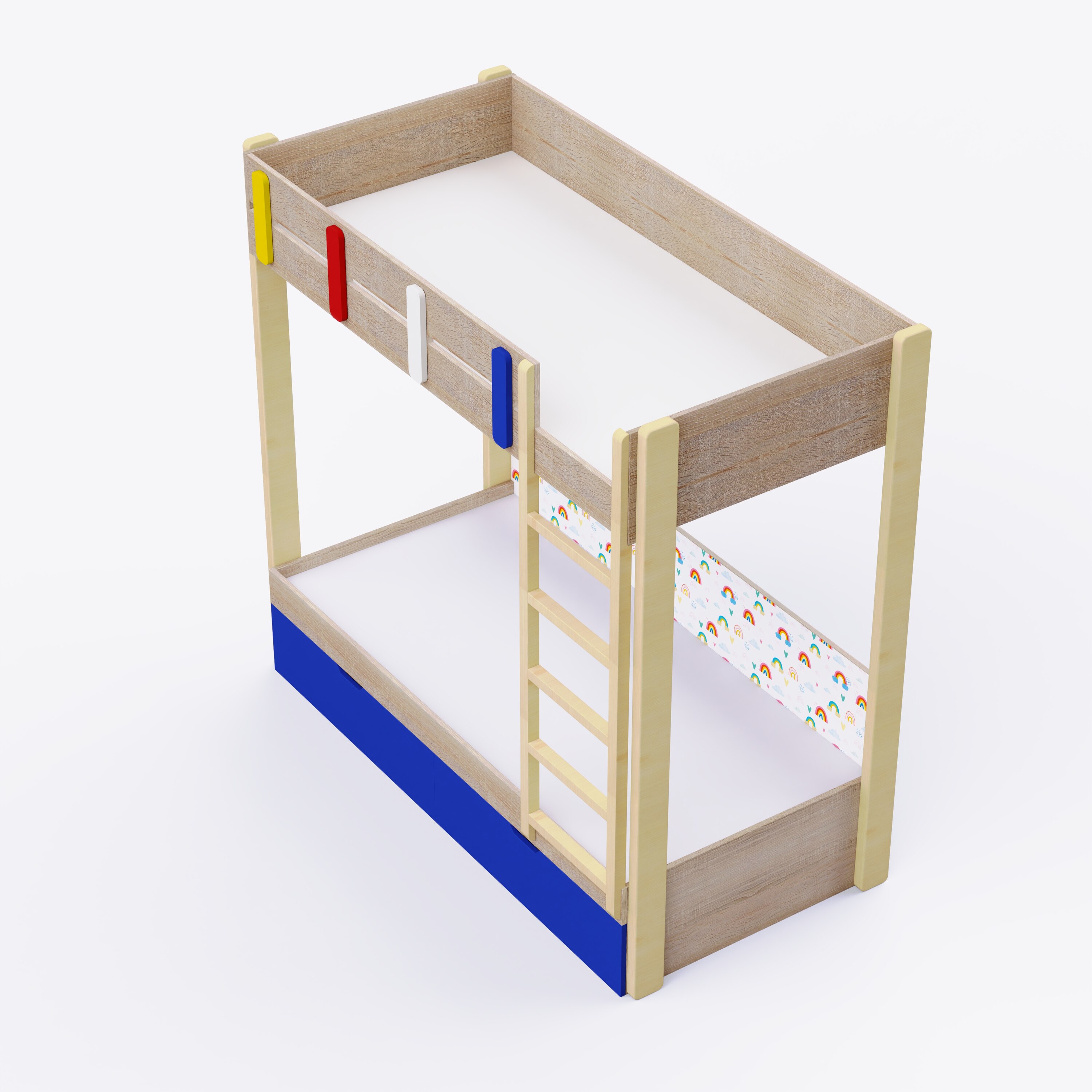 Pine Tree Single Size Bunk Bed In Electric Blue Colour